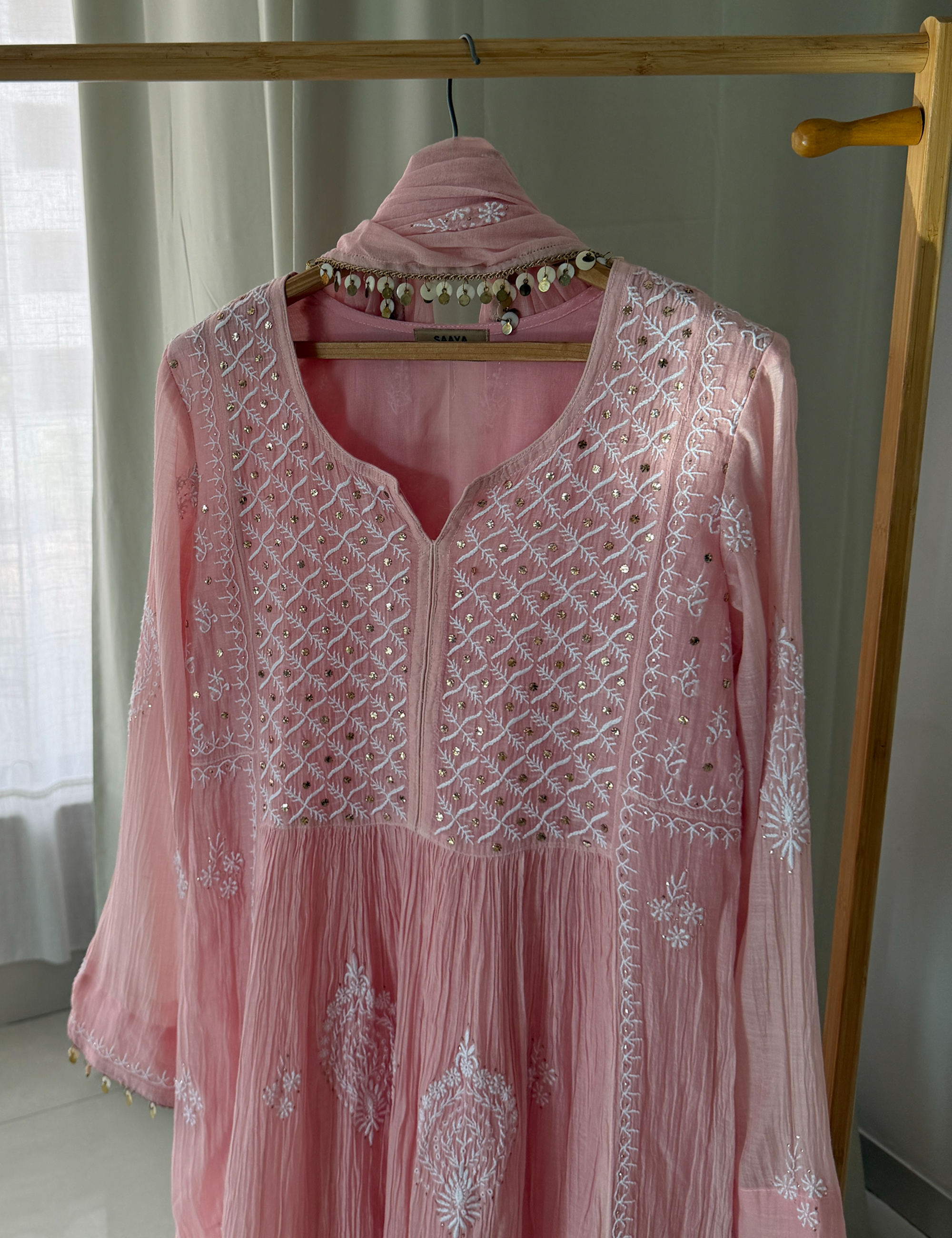 SABA A-LINE CHIKANKARI SET OF THREE