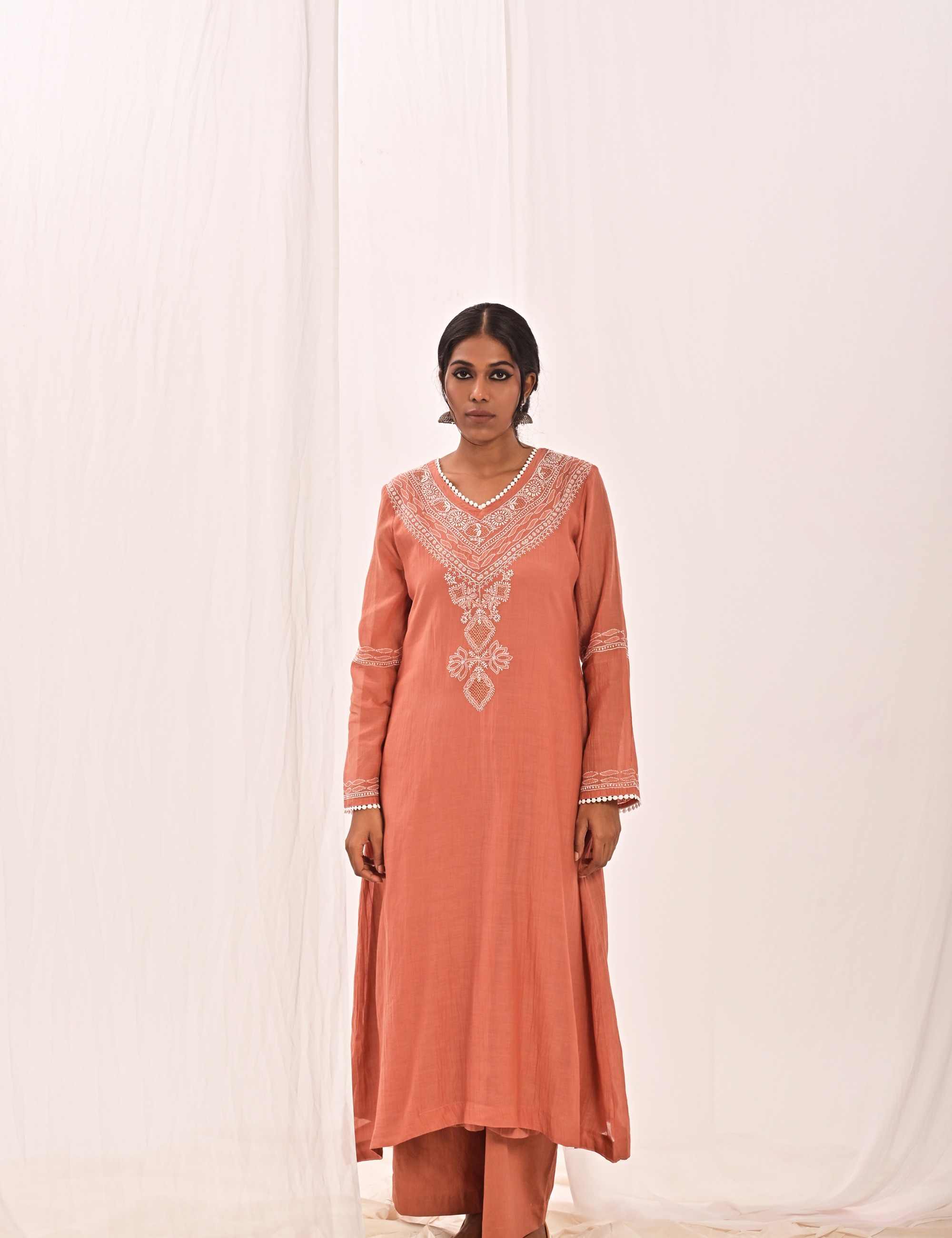 Inayat V-Neck Suit Set in Orange