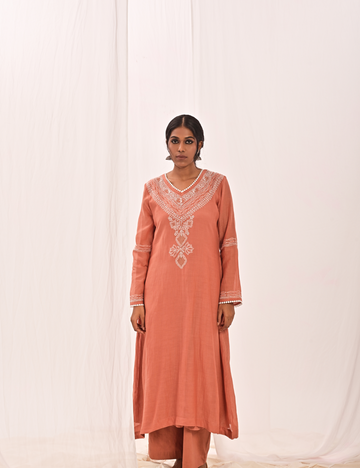 Inayat V-Neck Suit Set in Orange