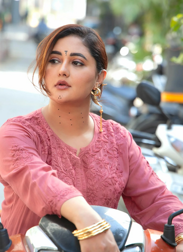 Rashami Desai Meher Chikankari Set of Two in Pink