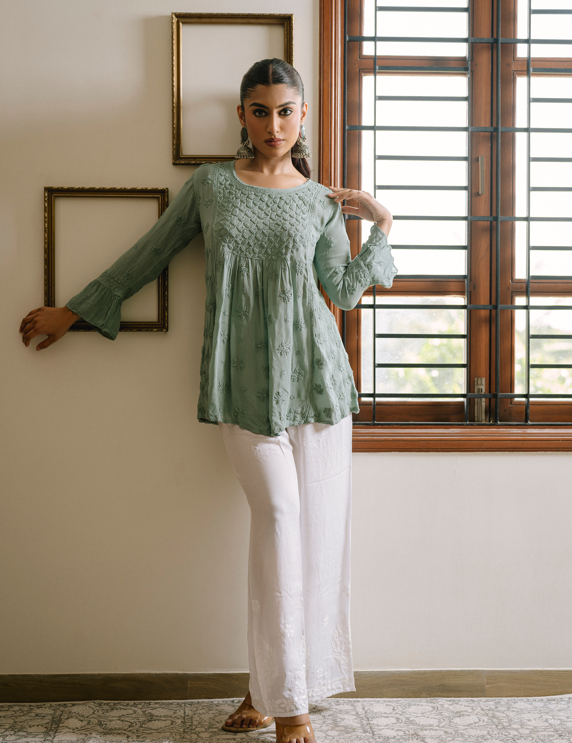 Rizaa Chikankari Kurta in Green