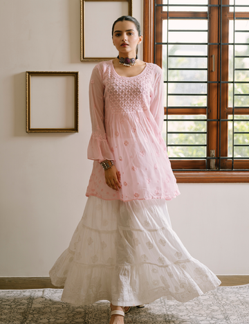 Rizaa Set of Two with Gharara in Pink