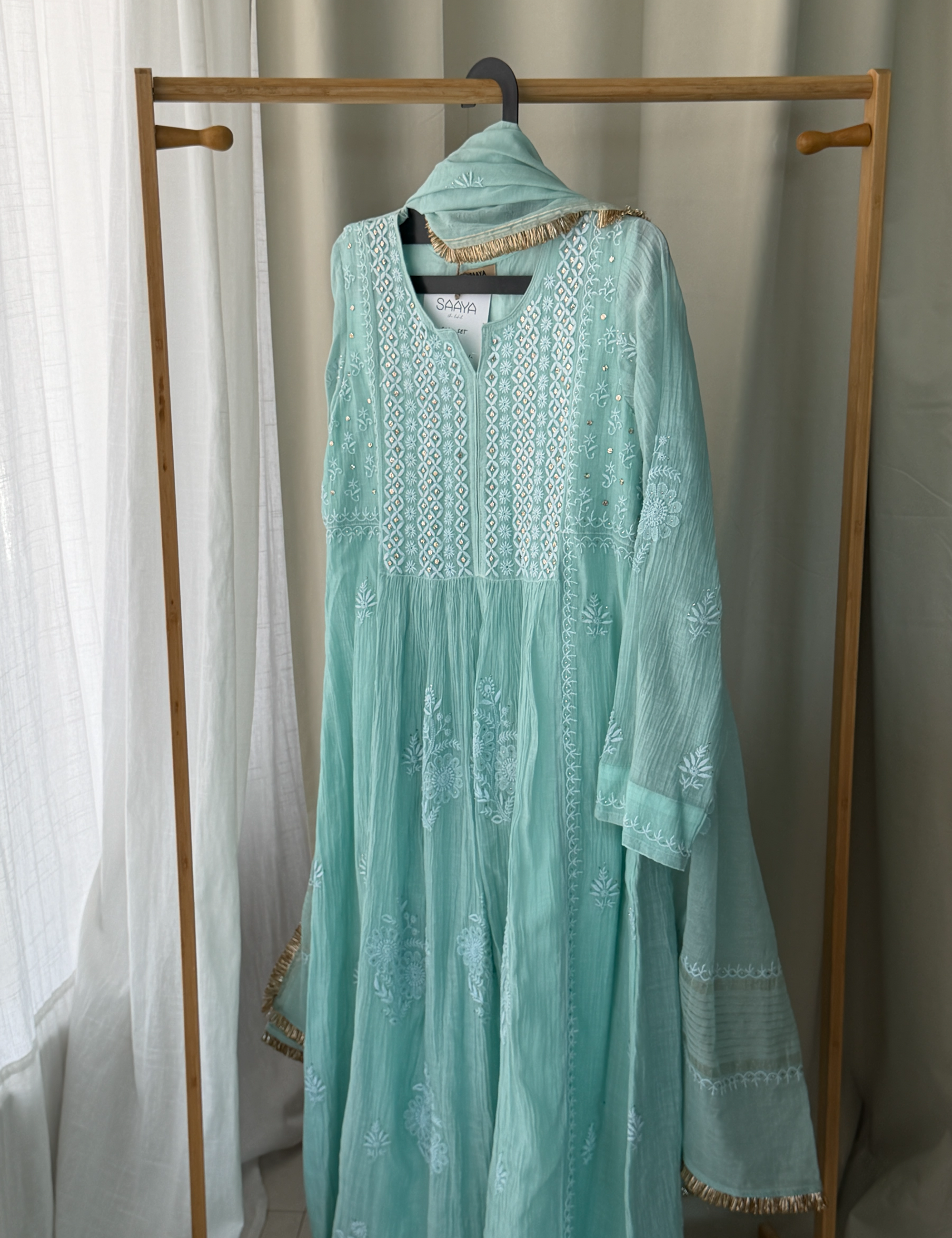 SABA A-LINE CHIKANKARI SET OF THREE