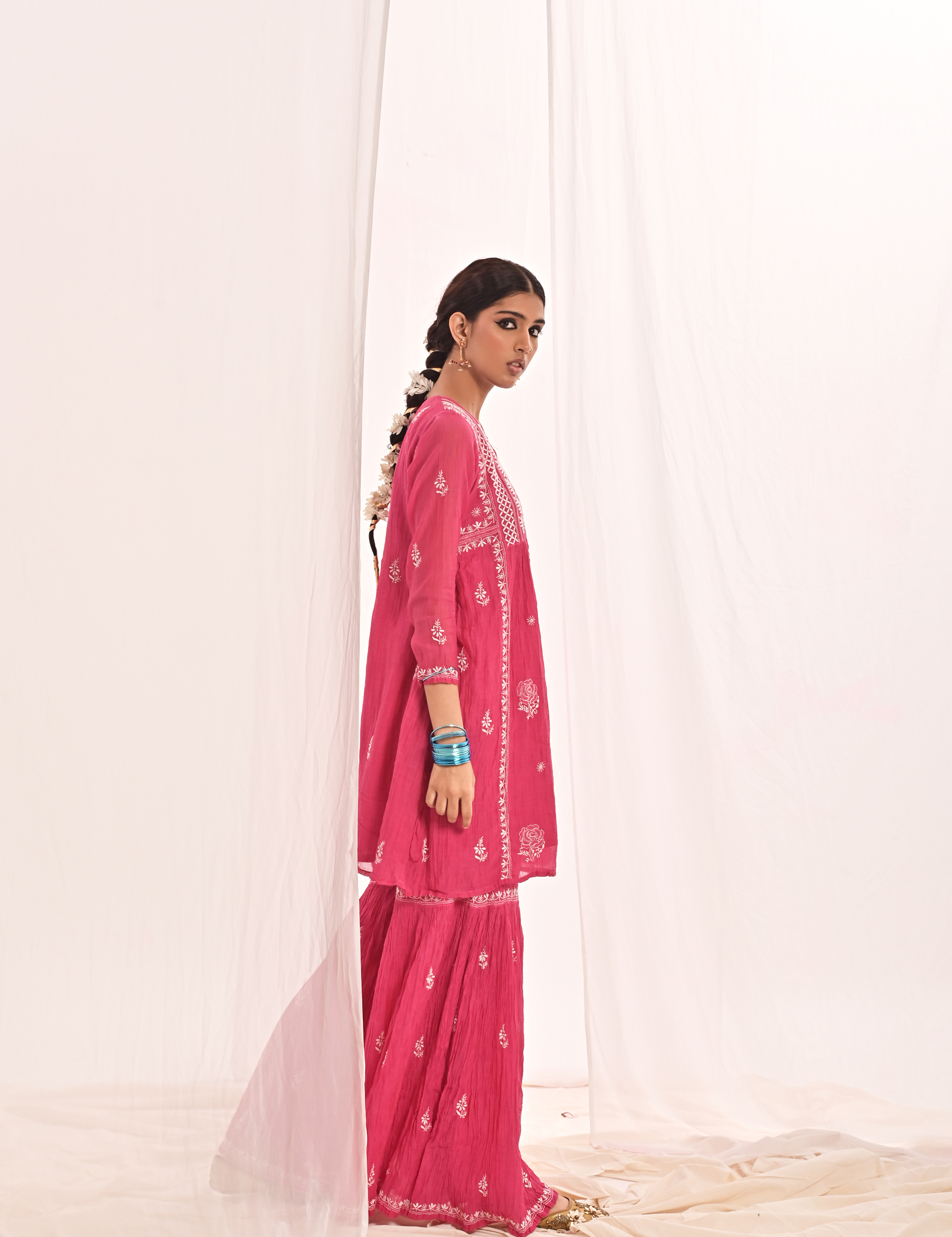 Seerat Kurta Gharara Set in Hot Pink