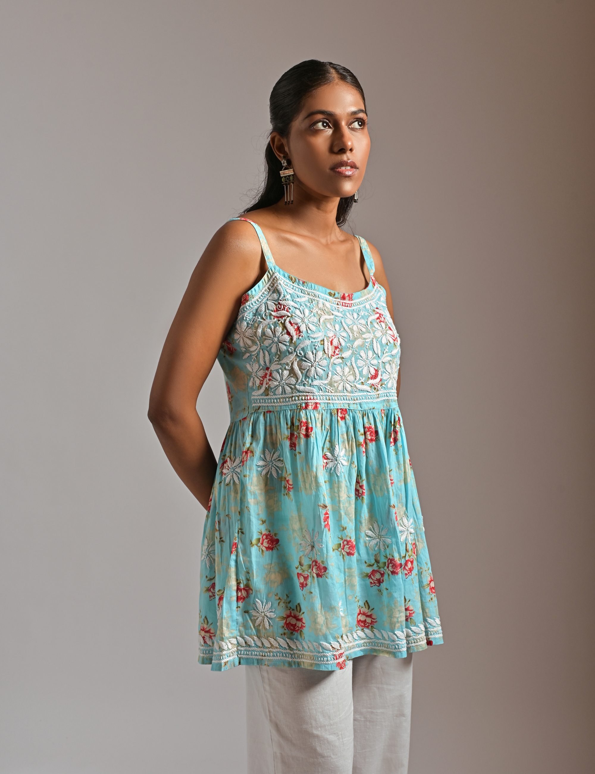 Zehra Kurta in Blue with Chikankari