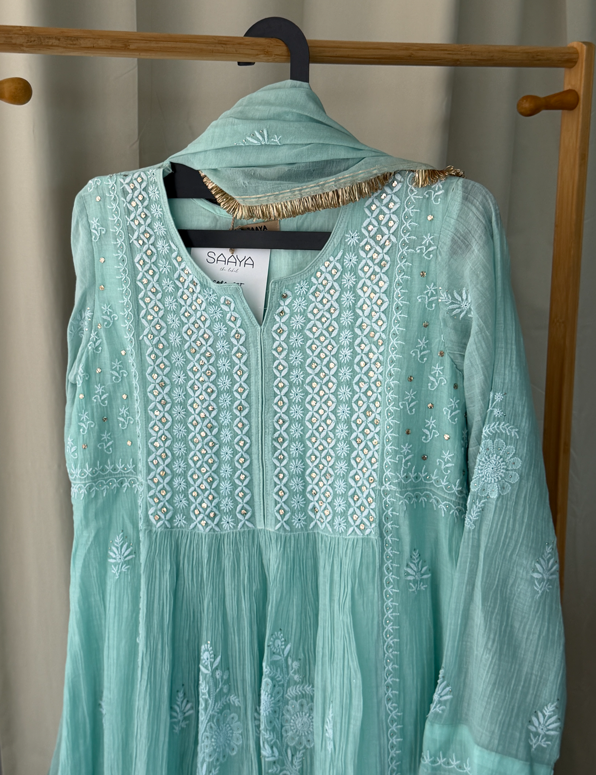 SABA A-LINE CHIKANKARI SET OF THREE
