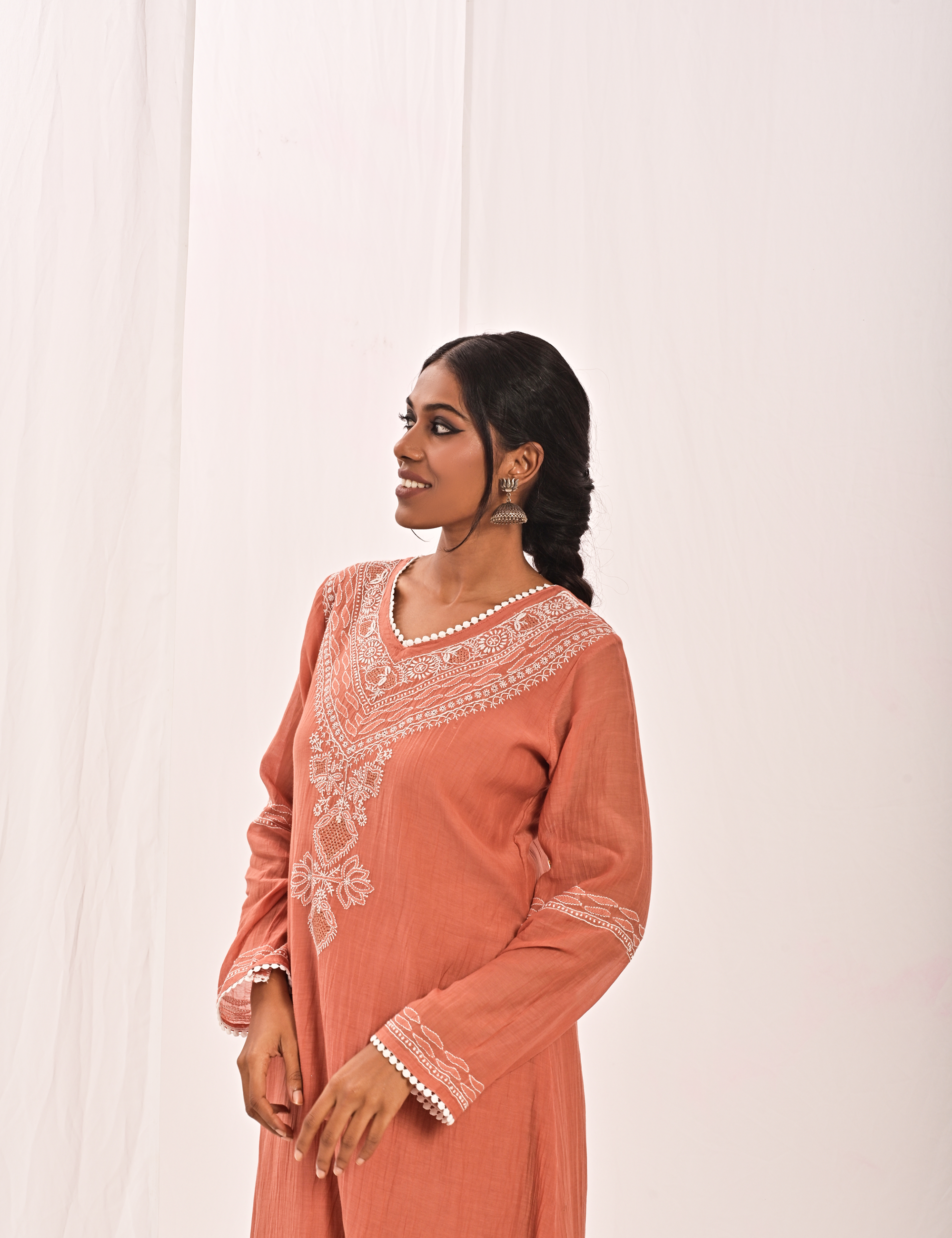 Inayat V-Neck Suit Set in Orange