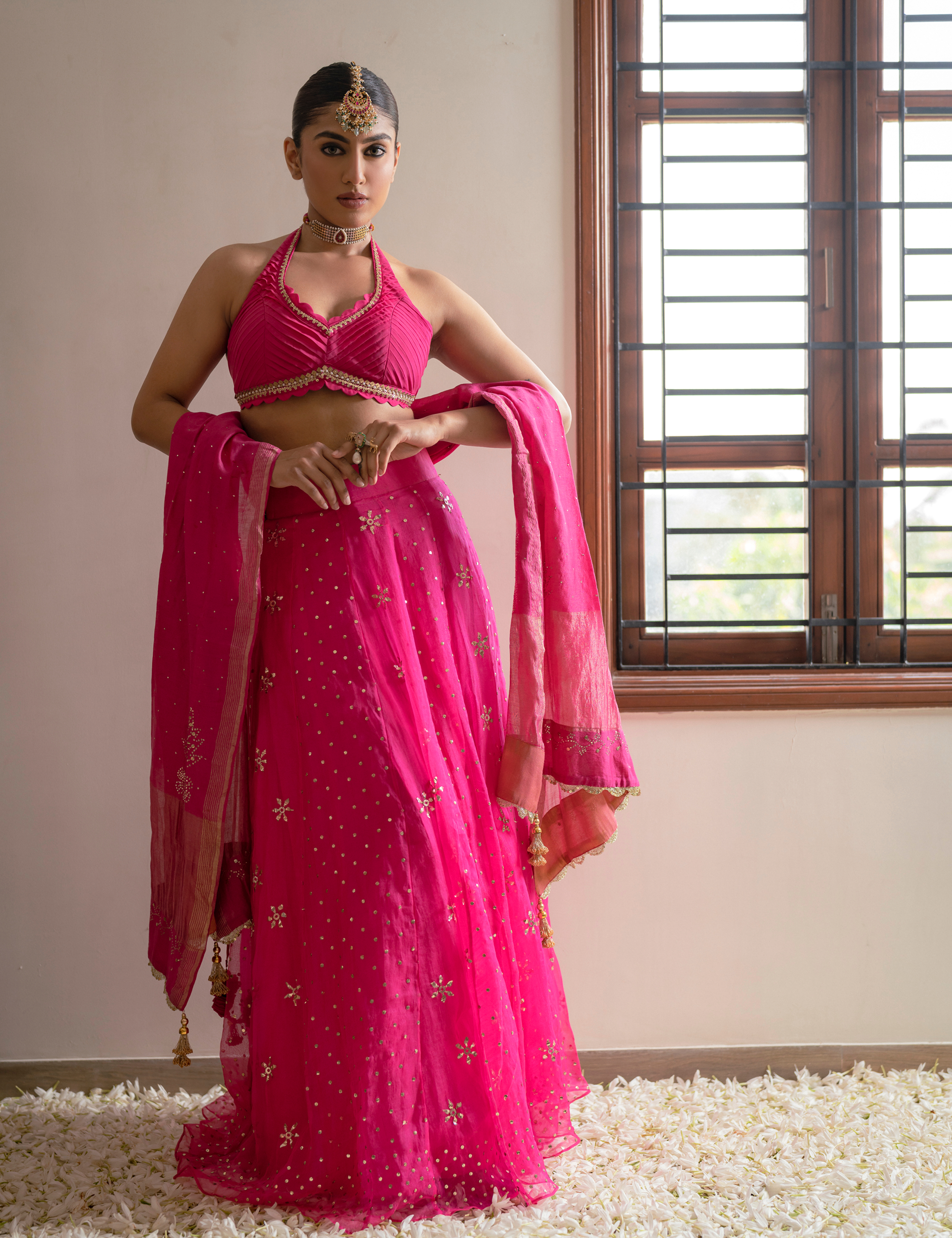 Gul Pure Organza Mukaish Lehenga