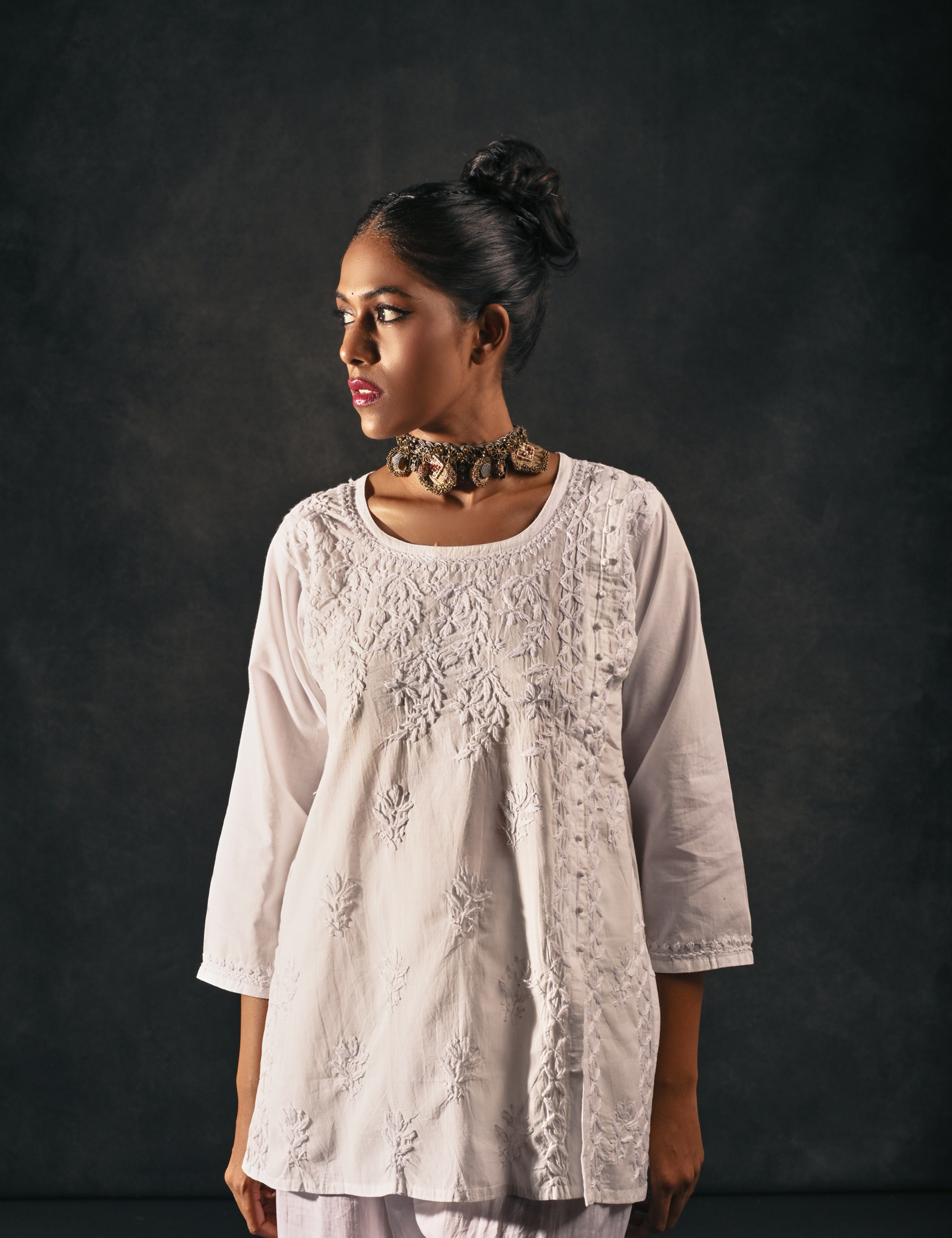 Saima Chikankari Kurta in white