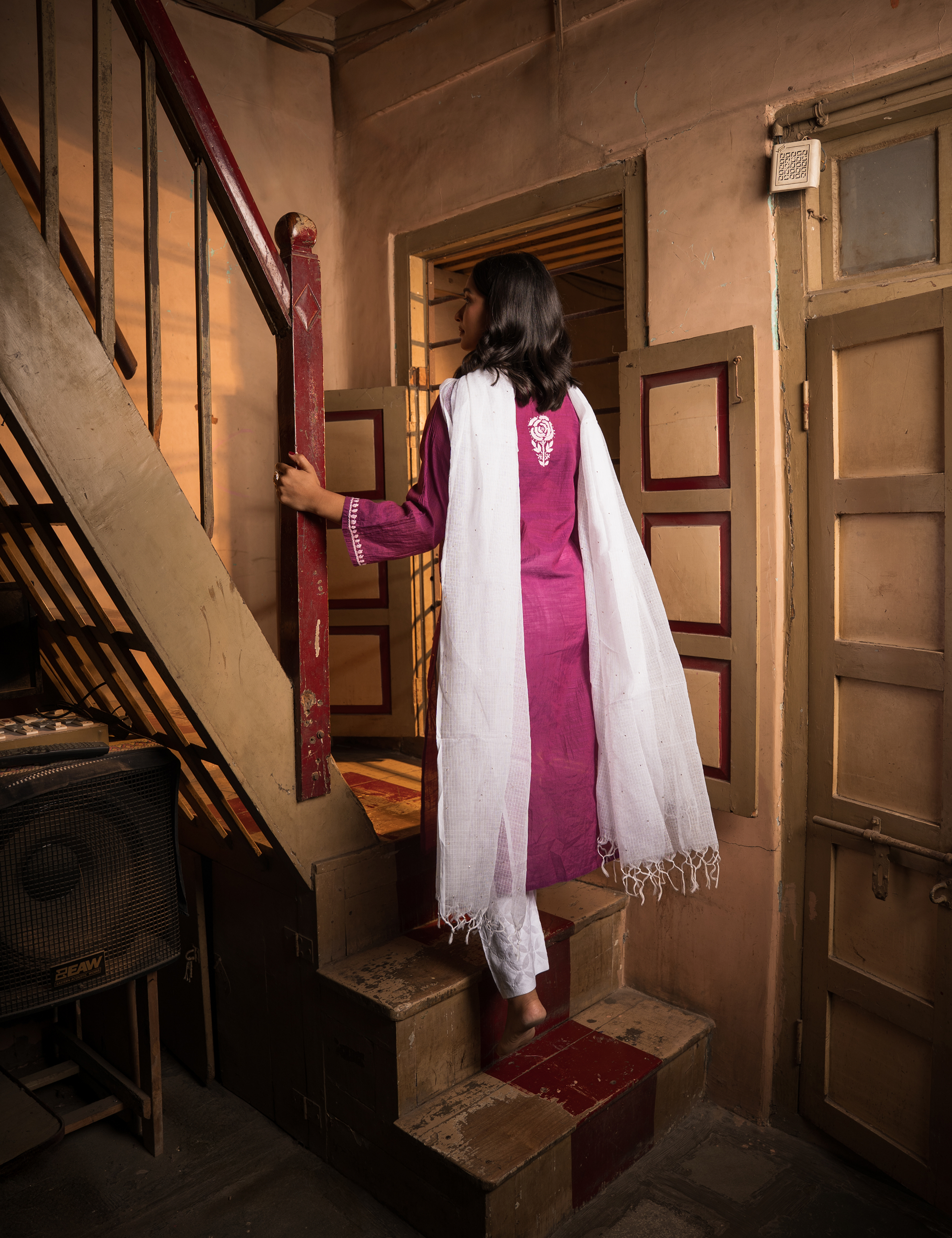 Rimjhim Chikankari Kurta in Wine