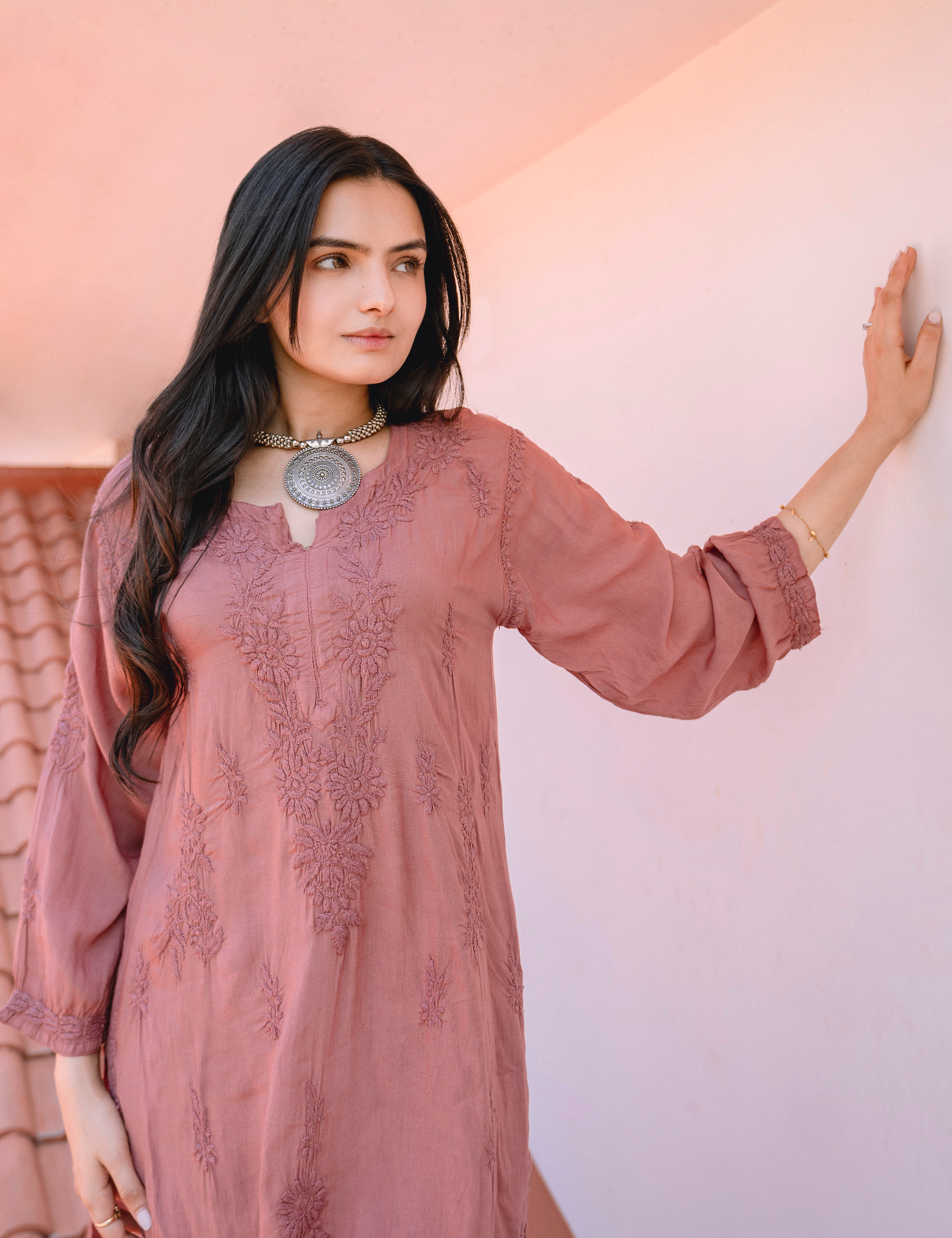 Meher Chikankari Set of Two in Pink