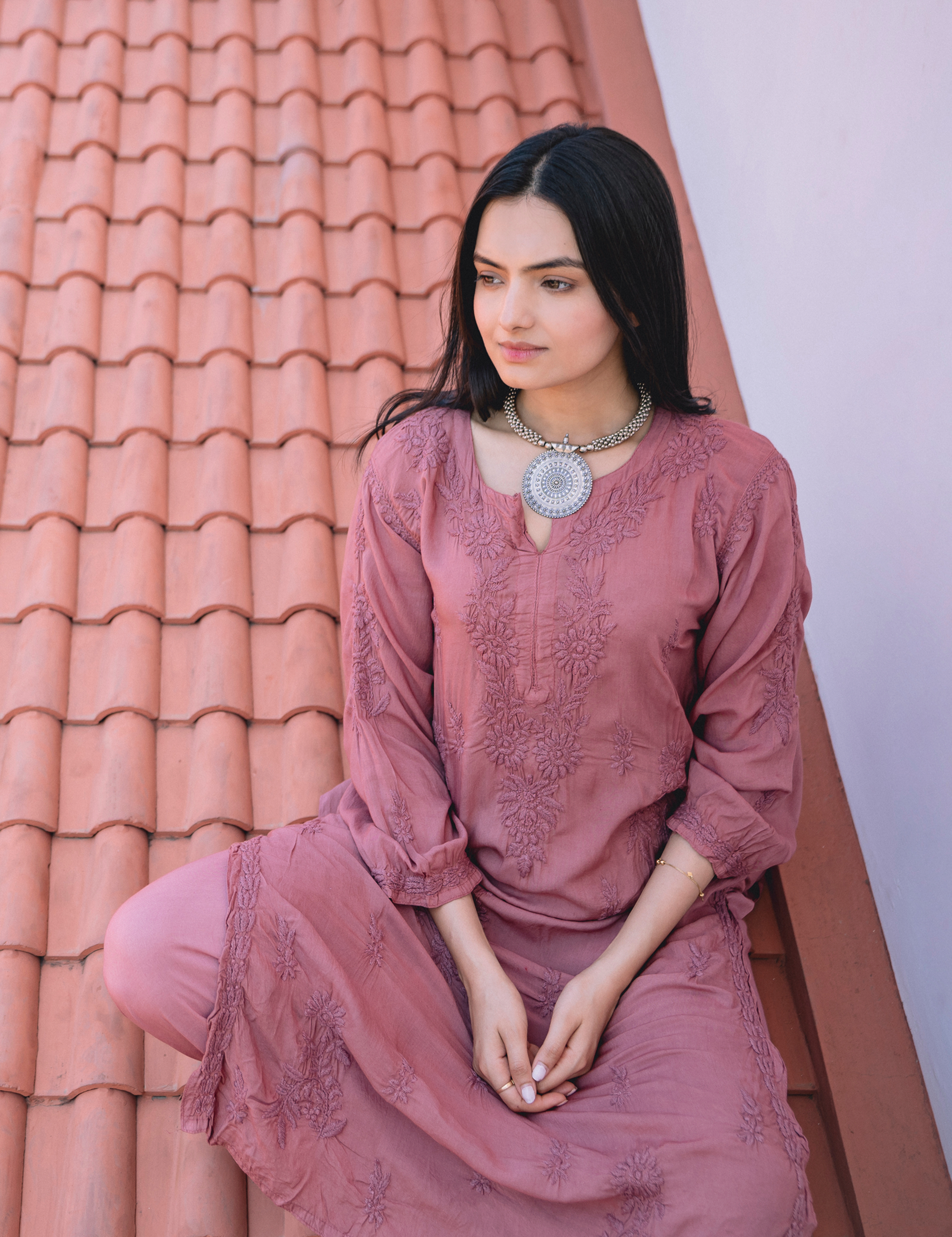Meher Chikankari Set of Two in Pink