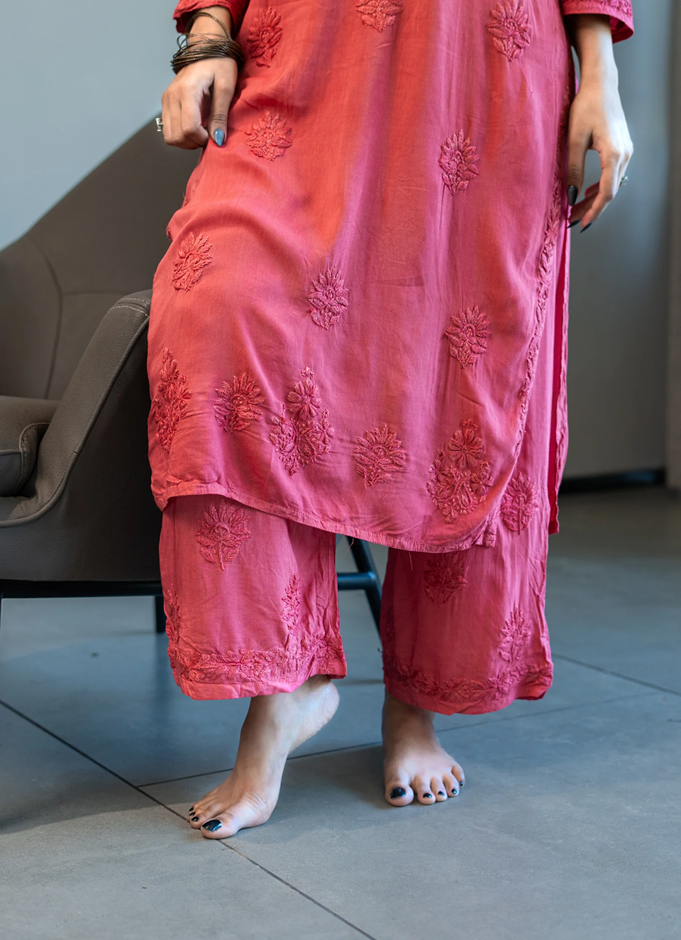 Rashami Desai Meher Chikankari Set of Two in Pink
