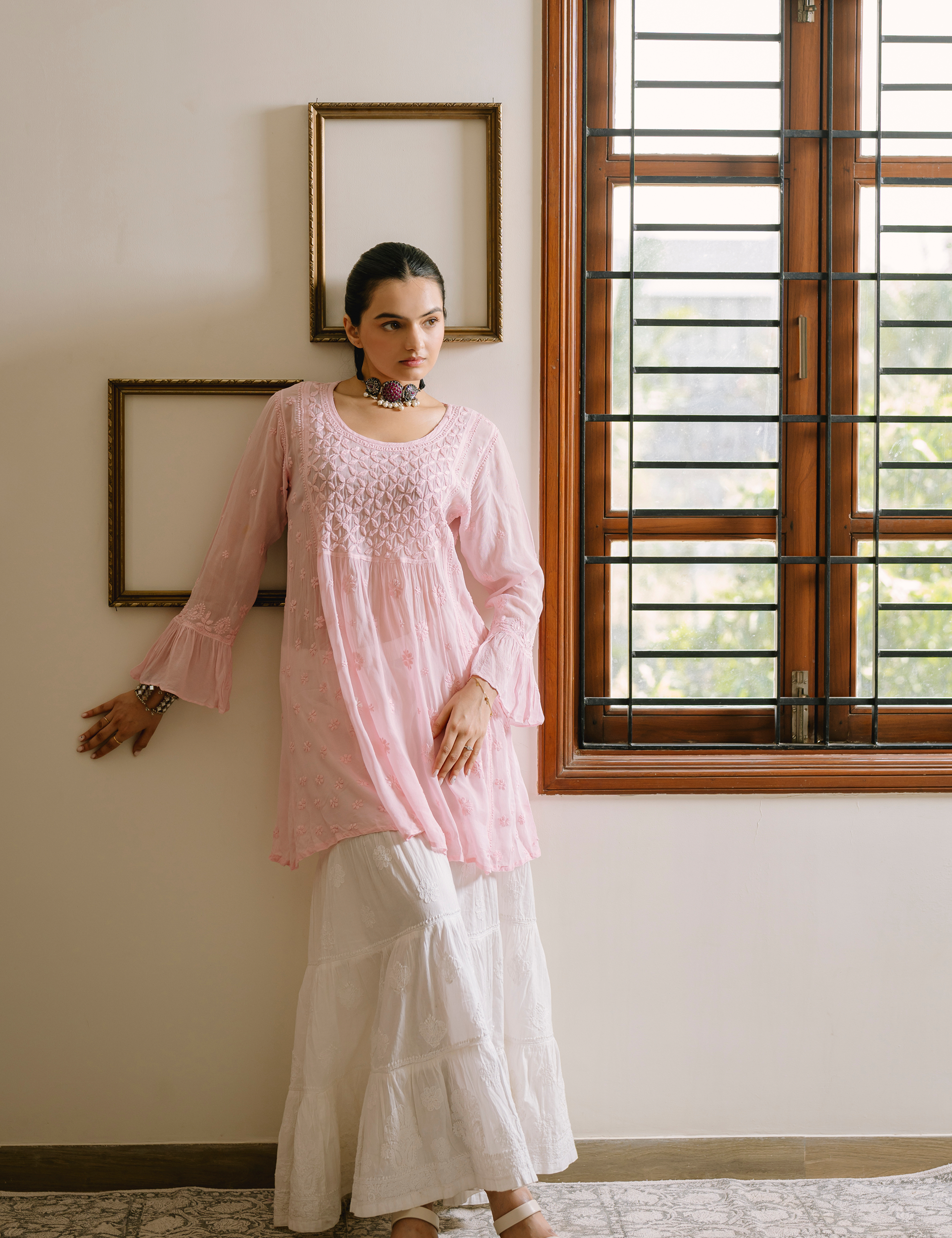Rizaa Set of Two with Gharara in Pink