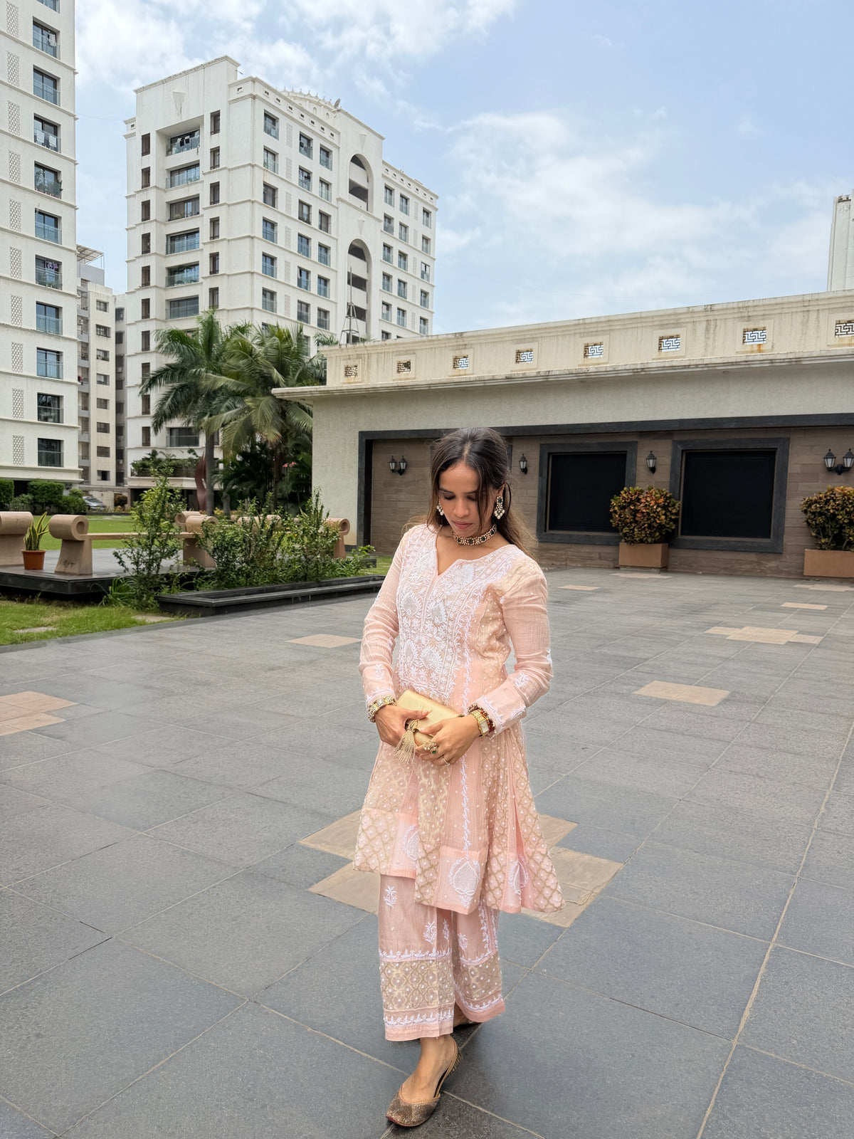 'Libaas' Pure Banarasi chanderi Chikankari co-ord set
