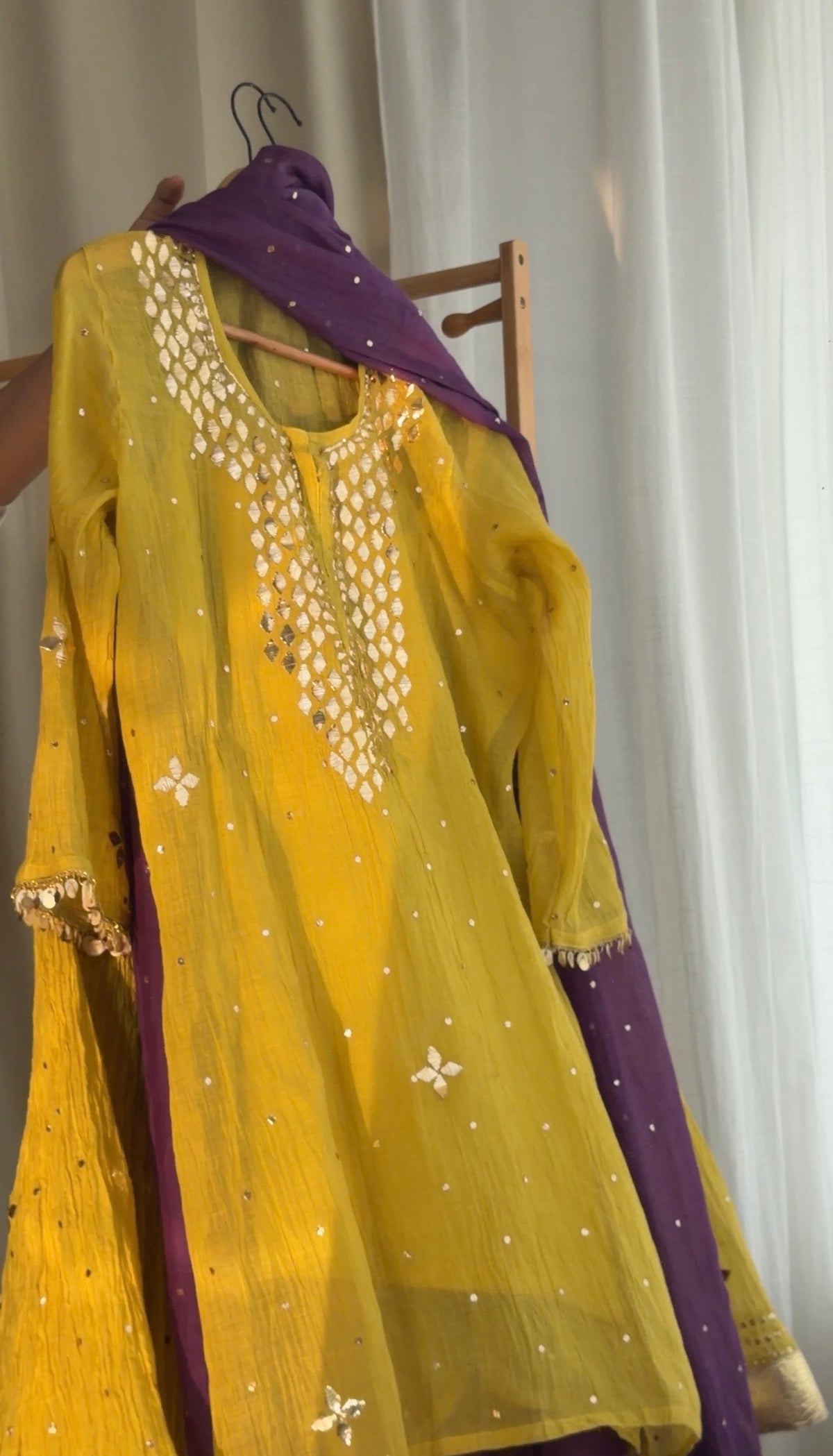 'Haseena' 3 piece Pitta mukaish gharara set in pure mal chanderi