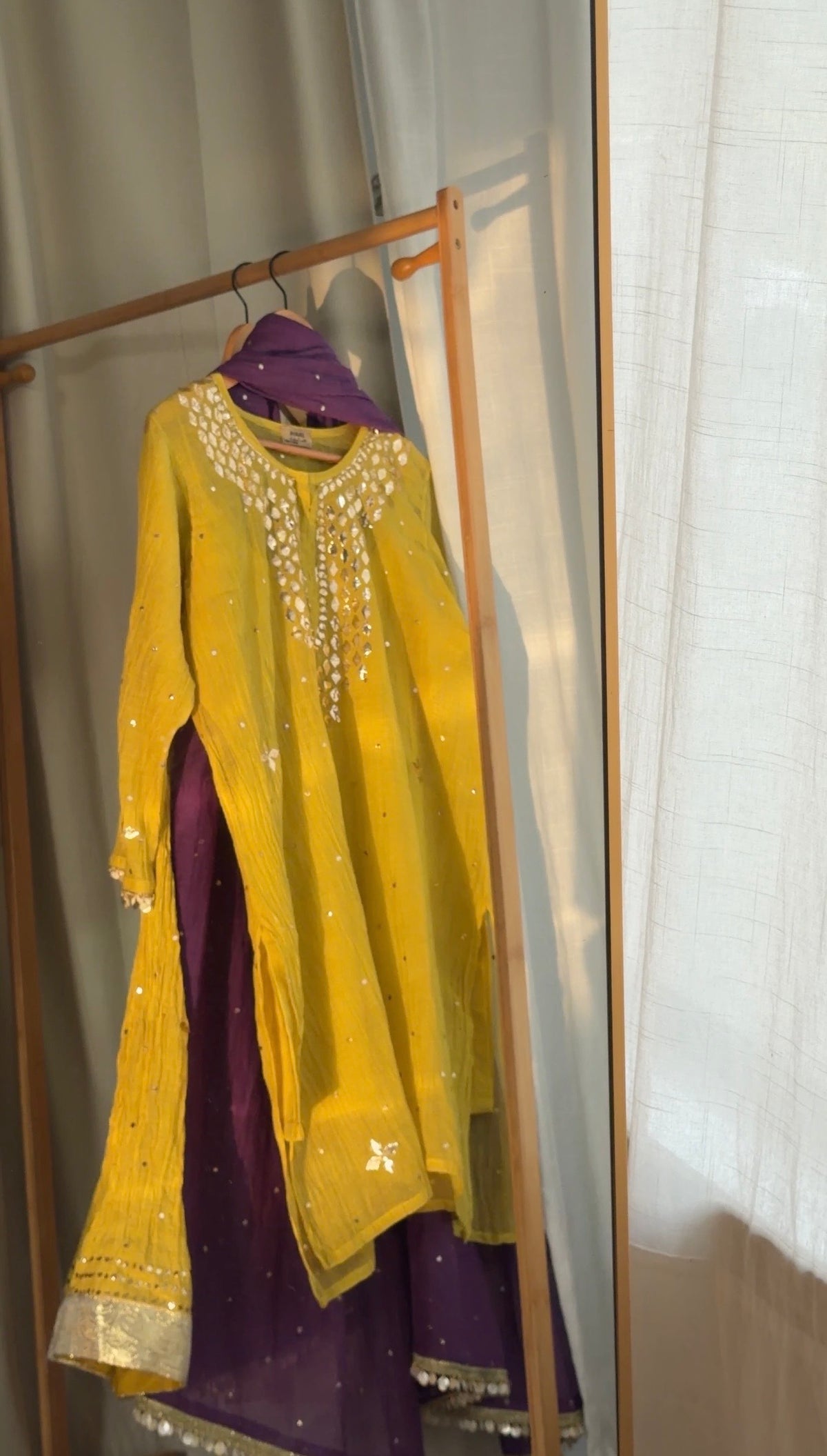 'Haseena' 3 piece Pitta mukaish gharara set in pure mal chanderi