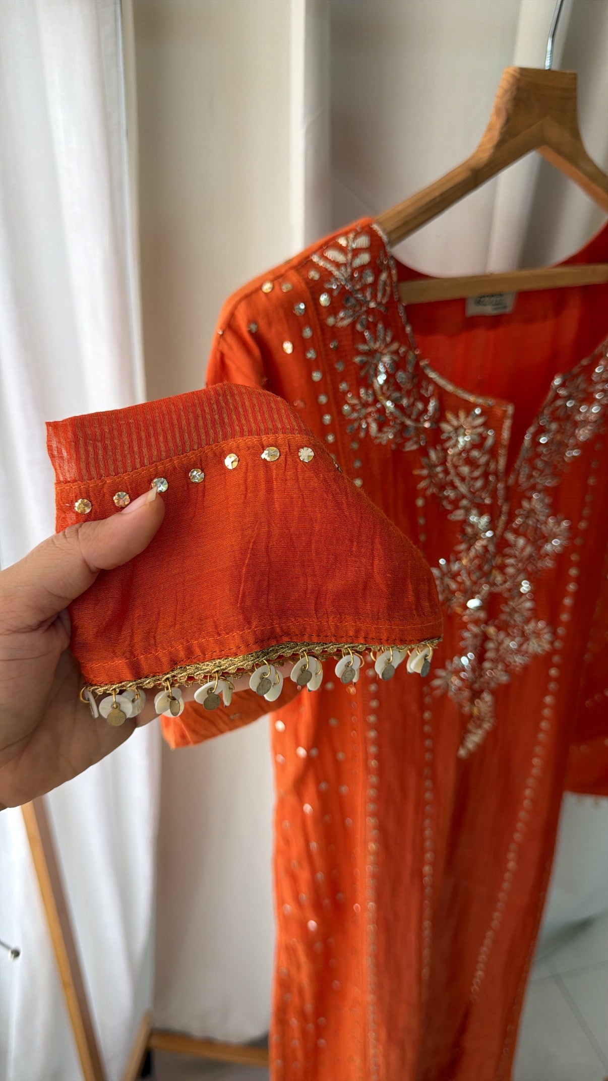 'Aiza' mukaish 3 piece A- line suit set