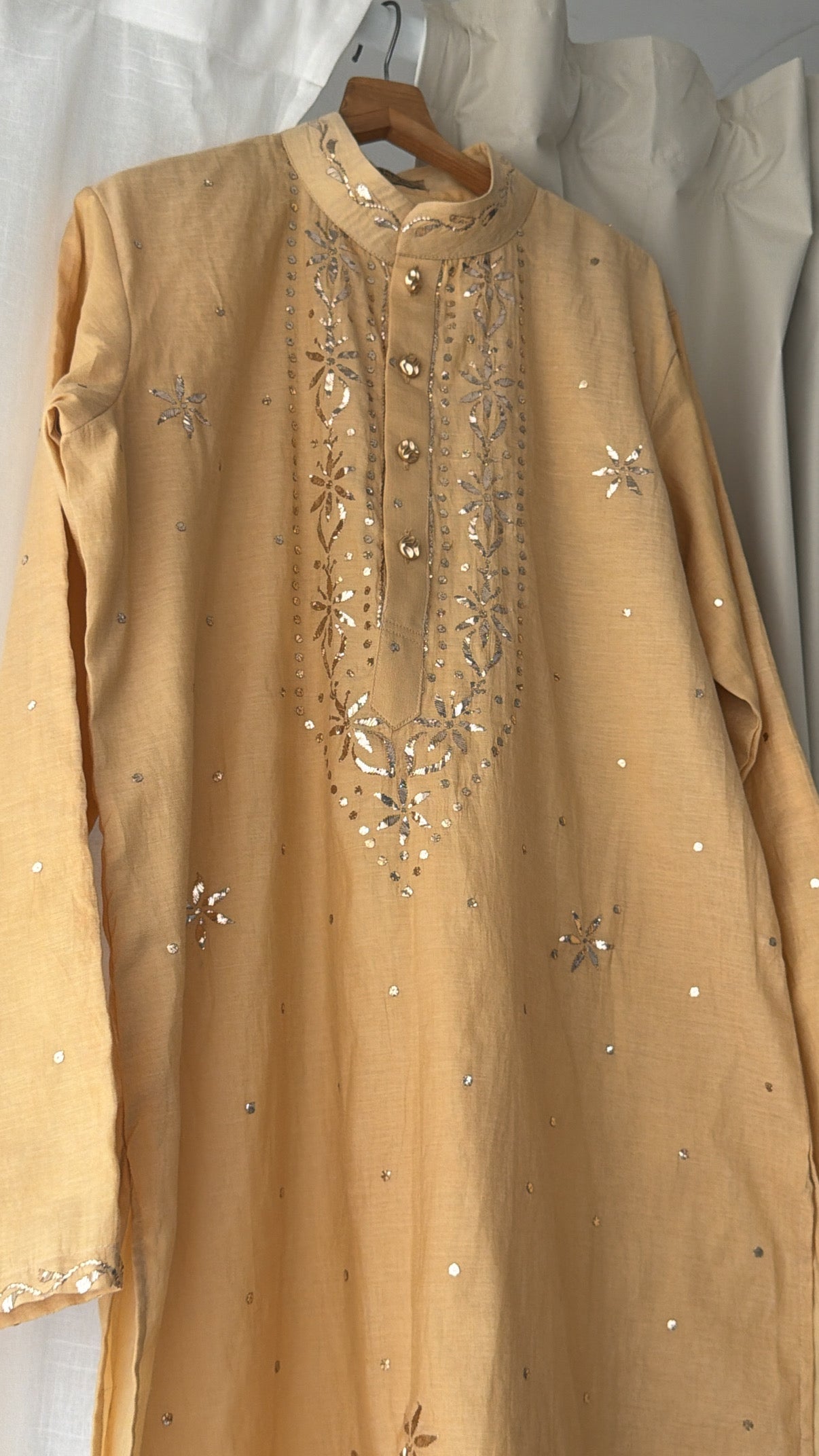 Men's Tissue Mukaish kurta with trousers