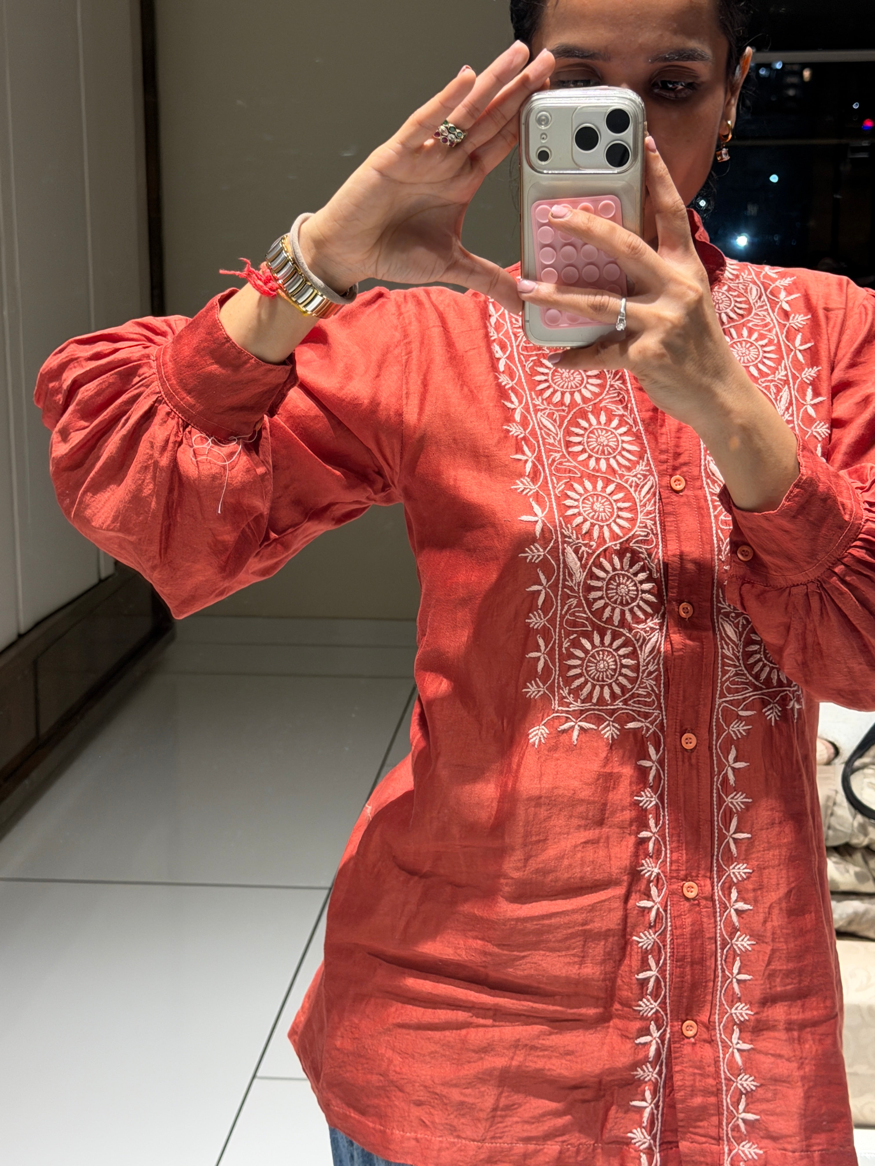 'Inaaya' Chanderi chikankari shirts