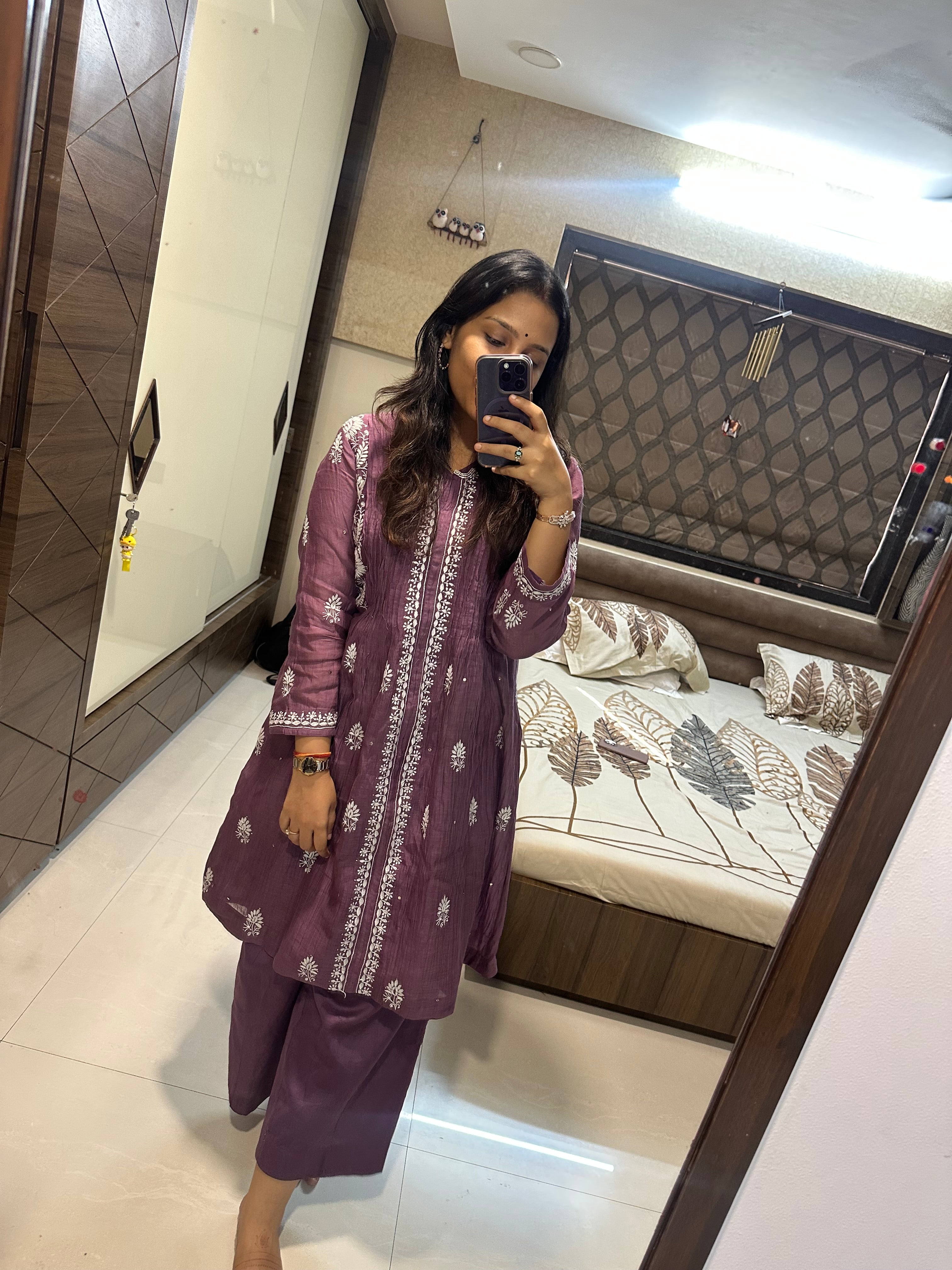 Nazaqat pleated chikankari coord set