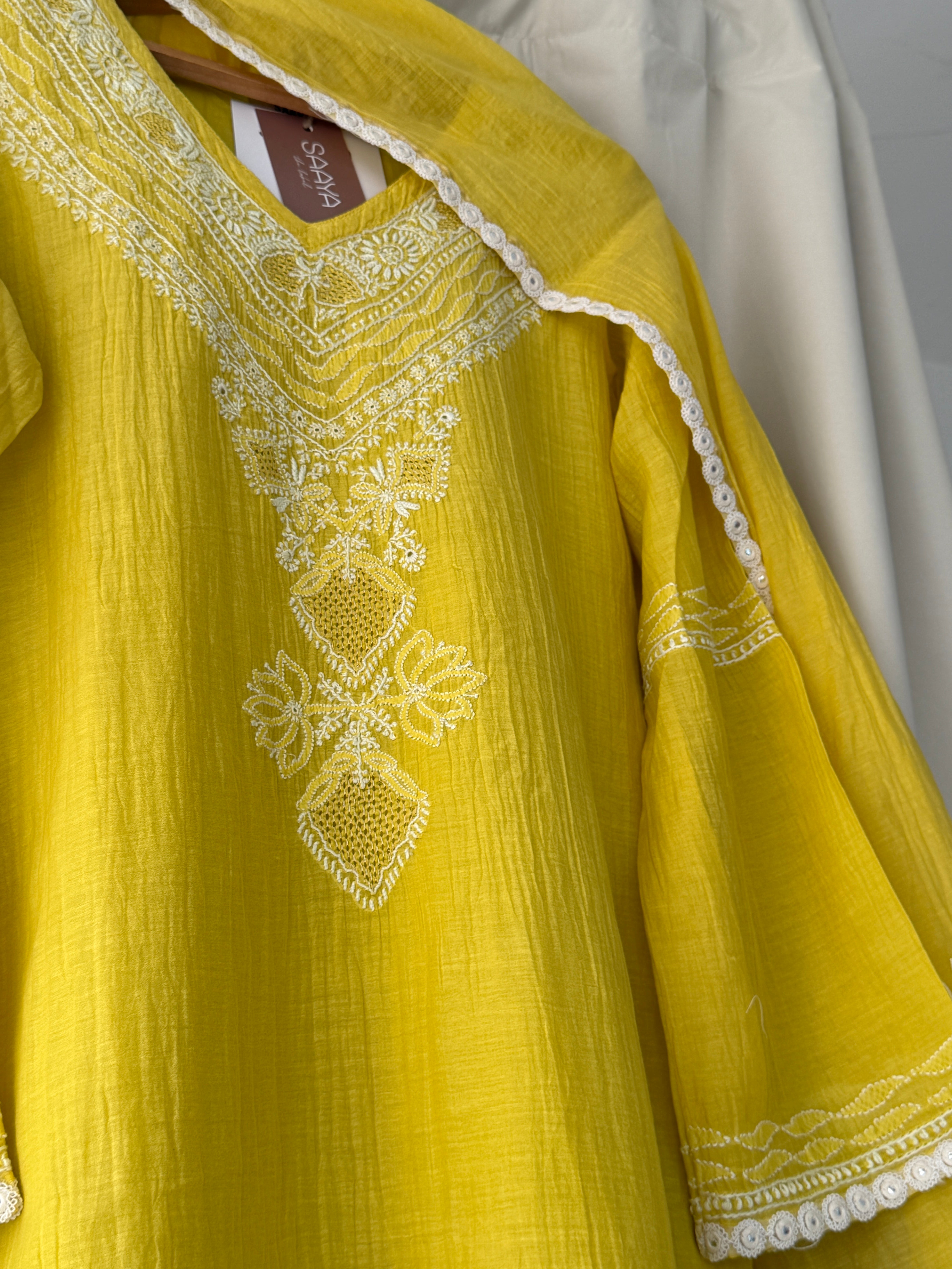 Inayat V-Neck Suit Set in Lemon Yellow