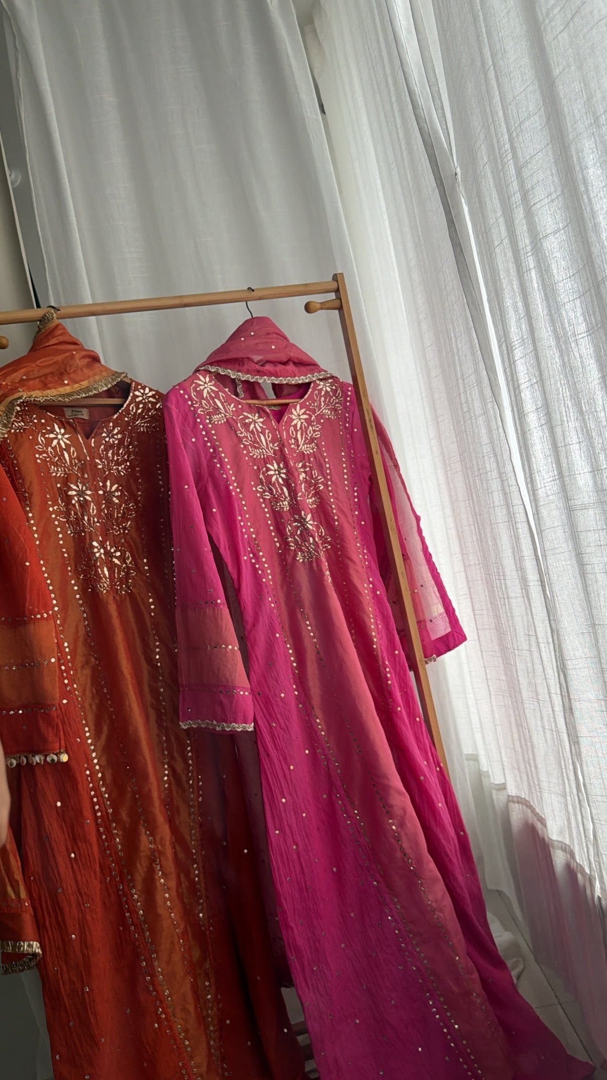 AIZA A-line 3 piece mukaish kurta set