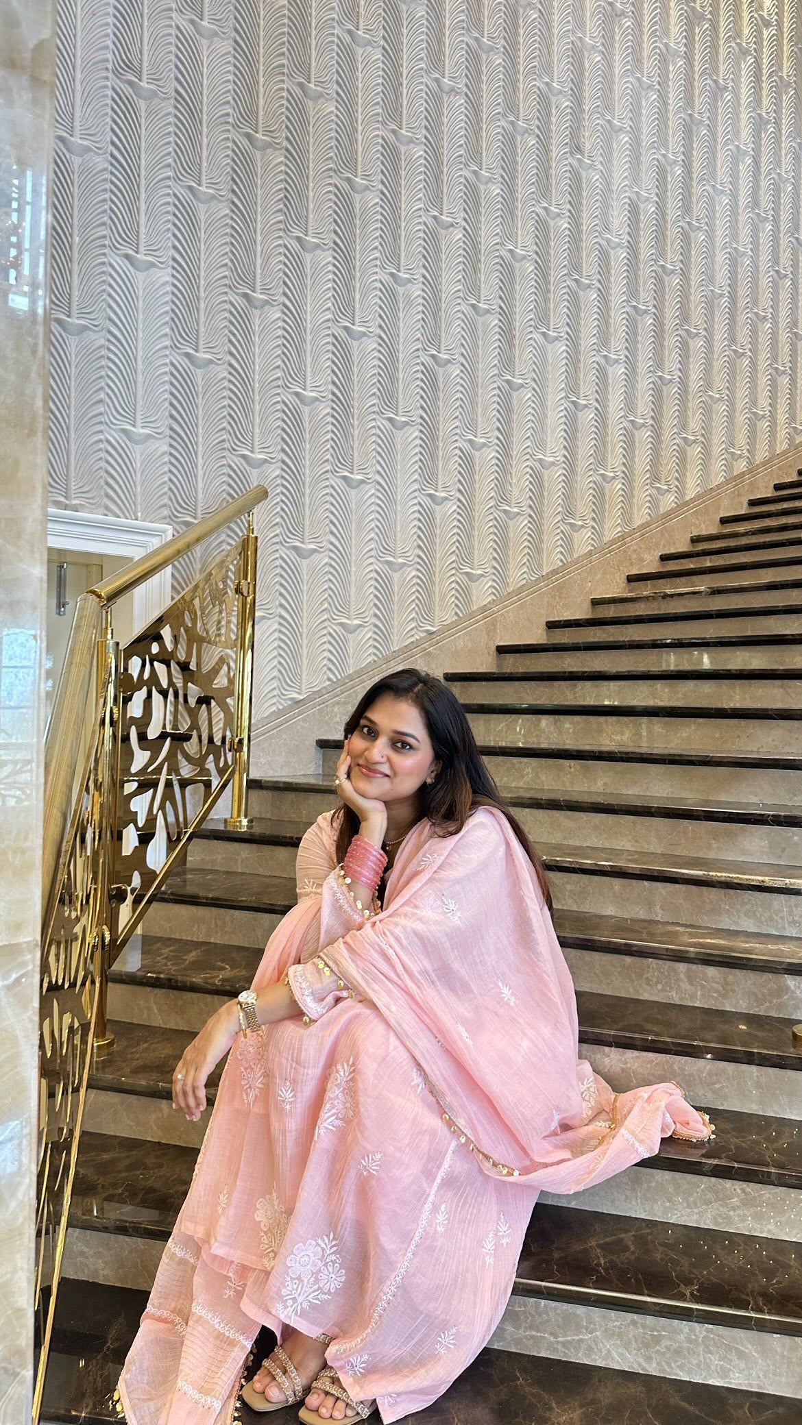 SABA A-LINE CHIKANKARI SET OF THREE