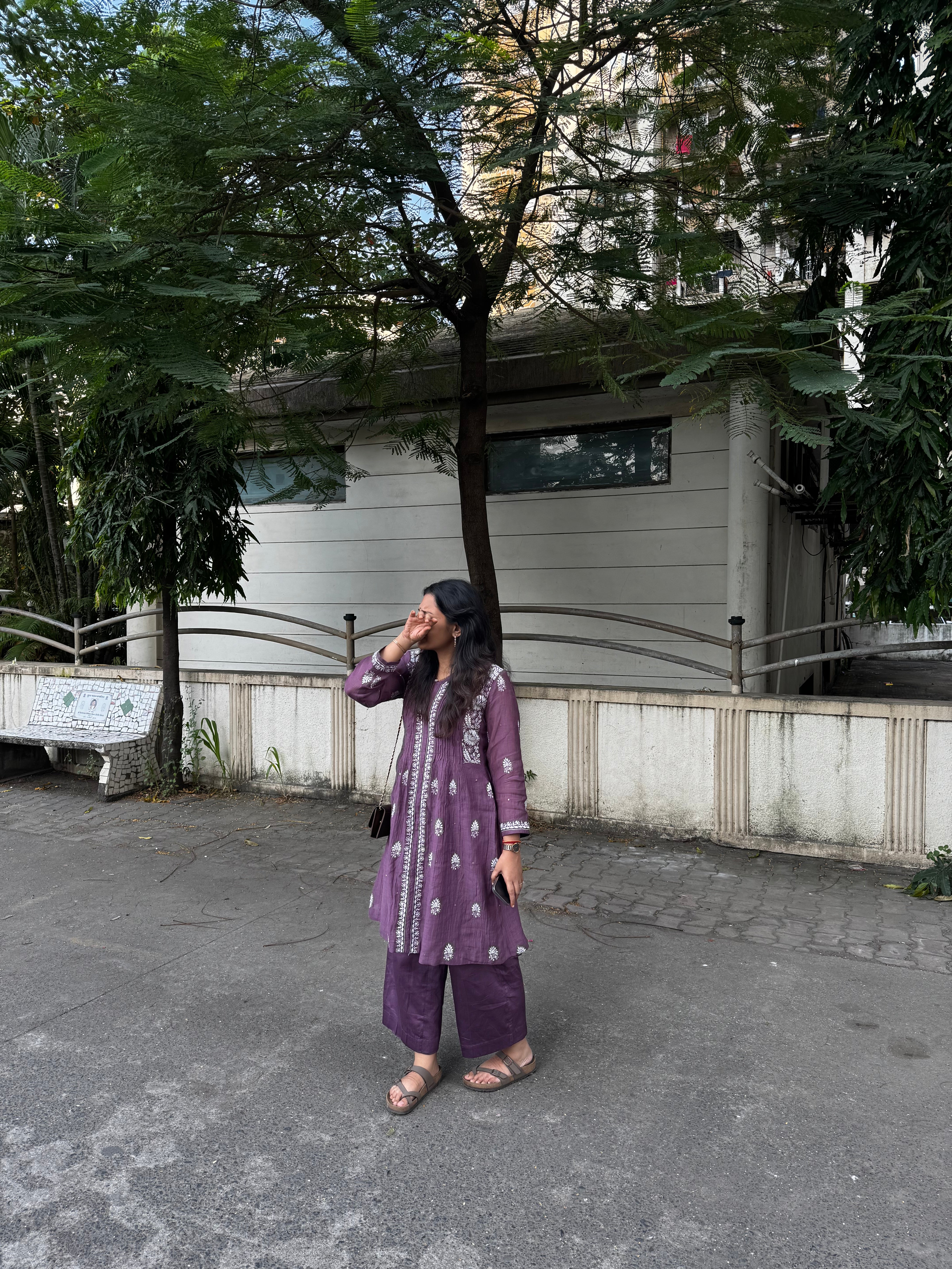 Nazaqat pleated chikankari coord set