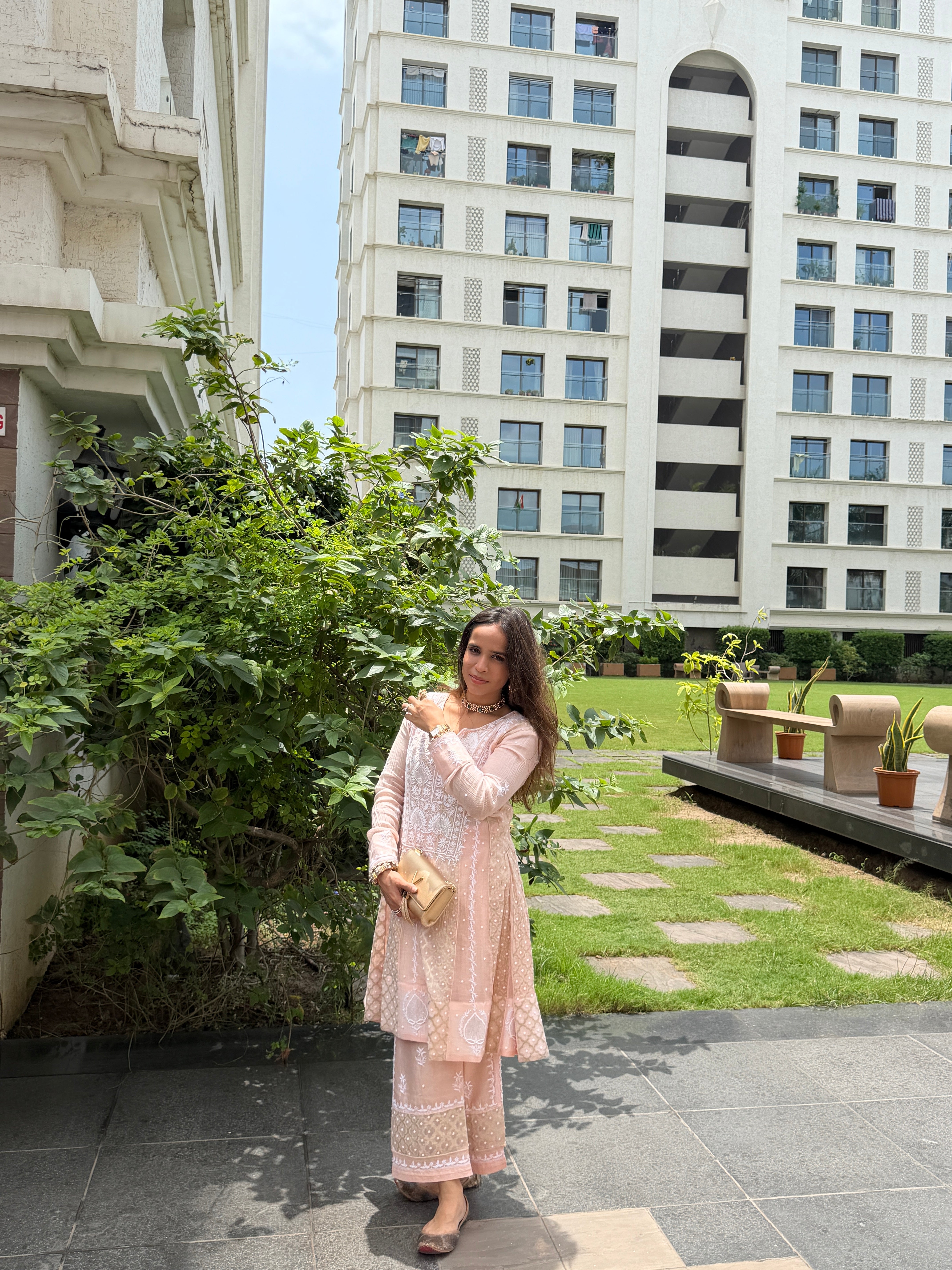 'Libaas' Pure Banarasi chanderi Chikankari co-ord set