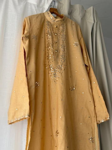 Men's Tissue Mukaish kurta with trousers