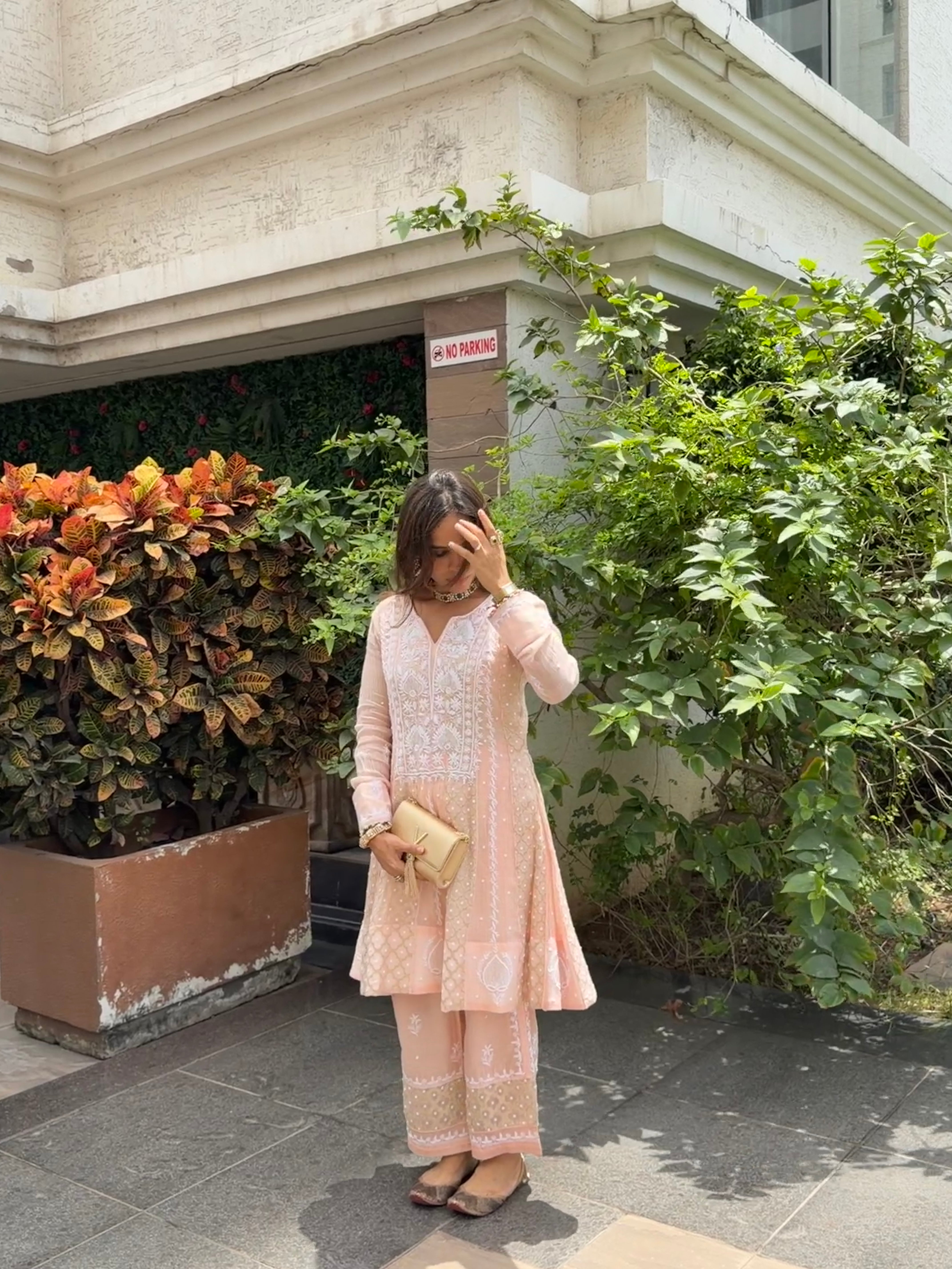 'Libaas' Pure Banarasi chanderi Chikankari co-ord set