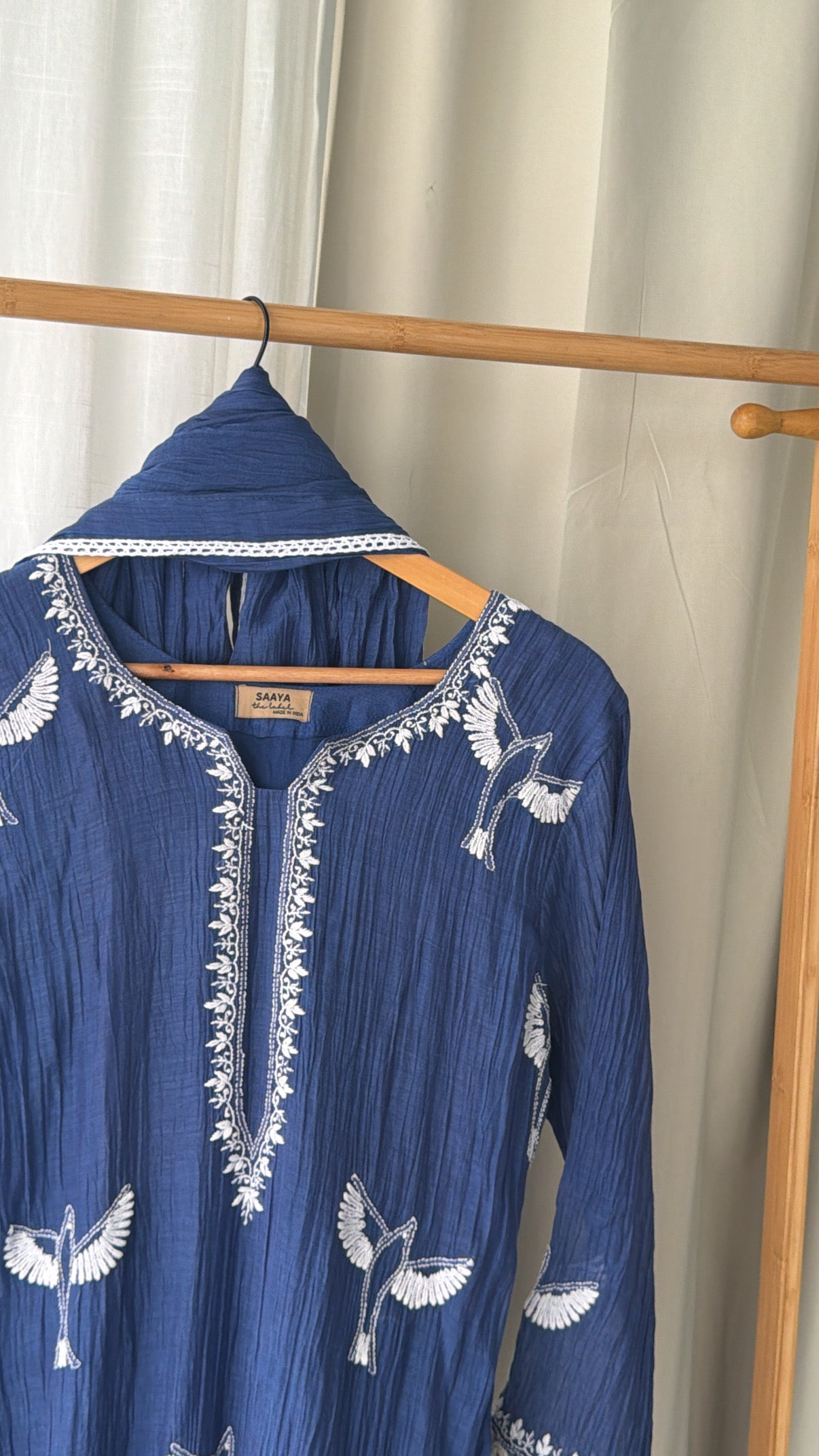 AFREEN CHIKANKARI SUIT SET OF THREE IN BLUE