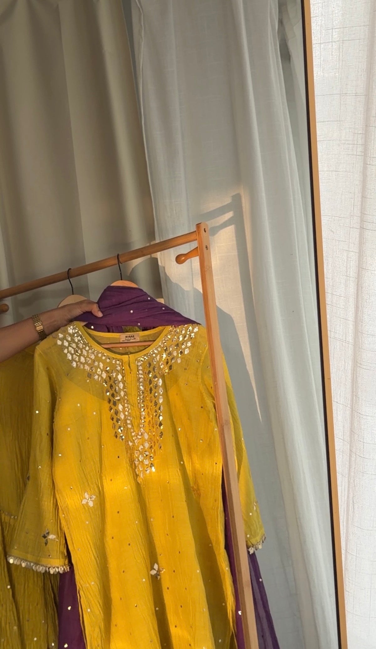 'Haseena' 3 piece Pitta mukaish gharara set in pure mal chanderi