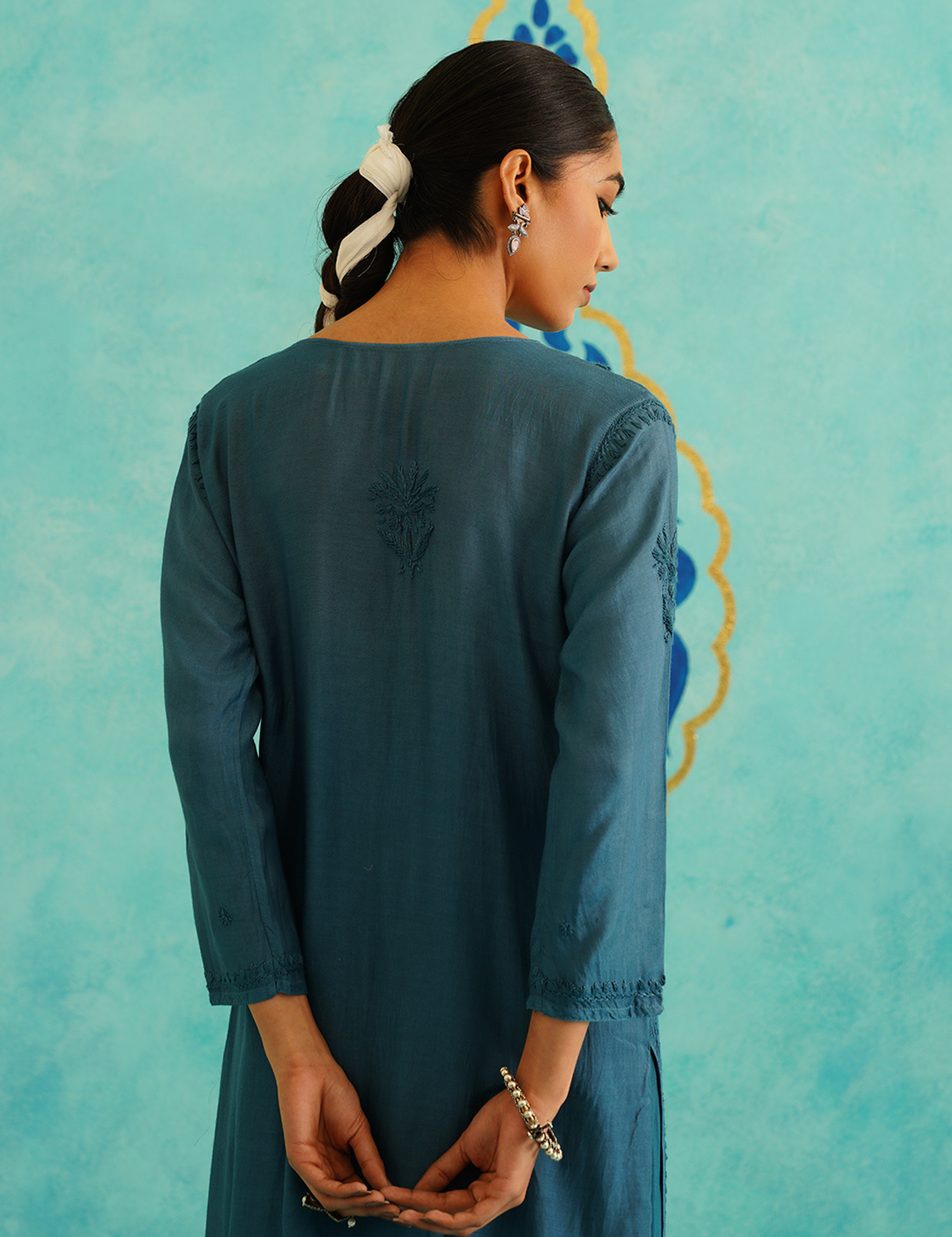 Fiza Chikankari Kurta set of 2 in Blue