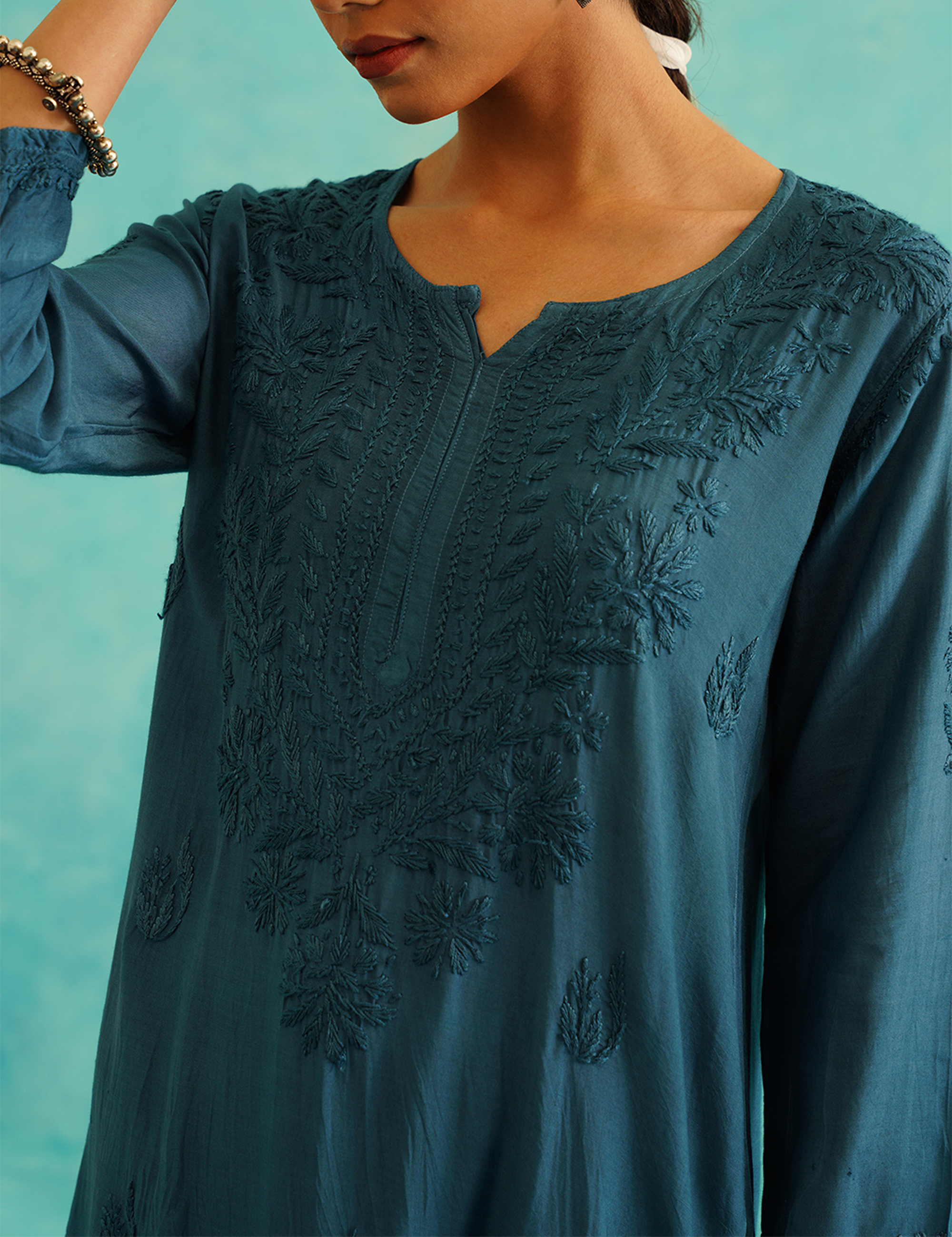 Fiza Chikankari Kurta set of 2 in Blue