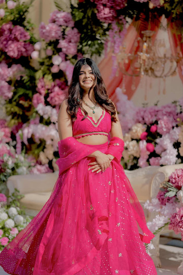 'GUL' pure mukaish organza lehenga set