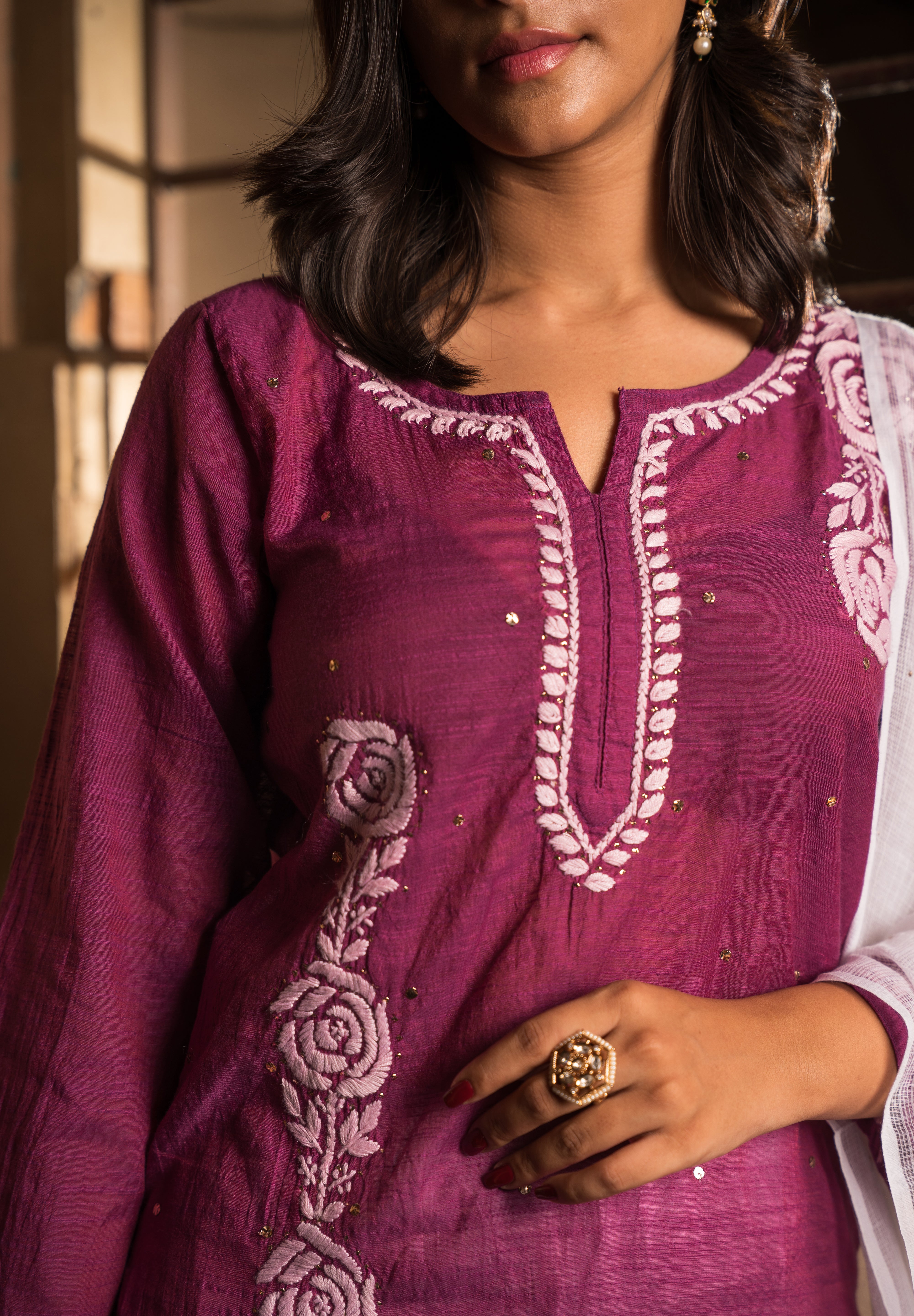 RIMJHIM KURTA IN WINE