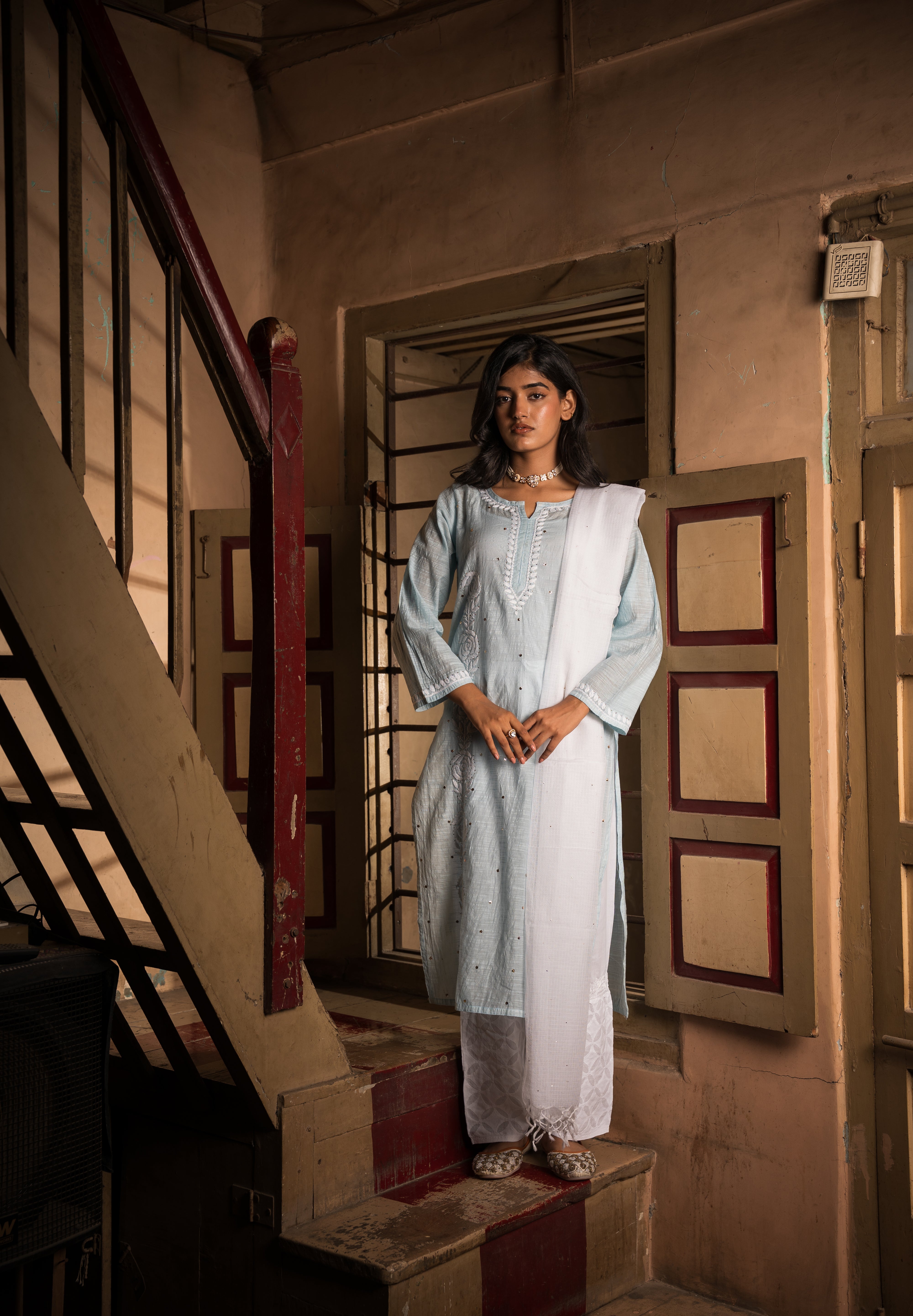 RIMJHIM - SET OF THREE IN AQUA BLUE