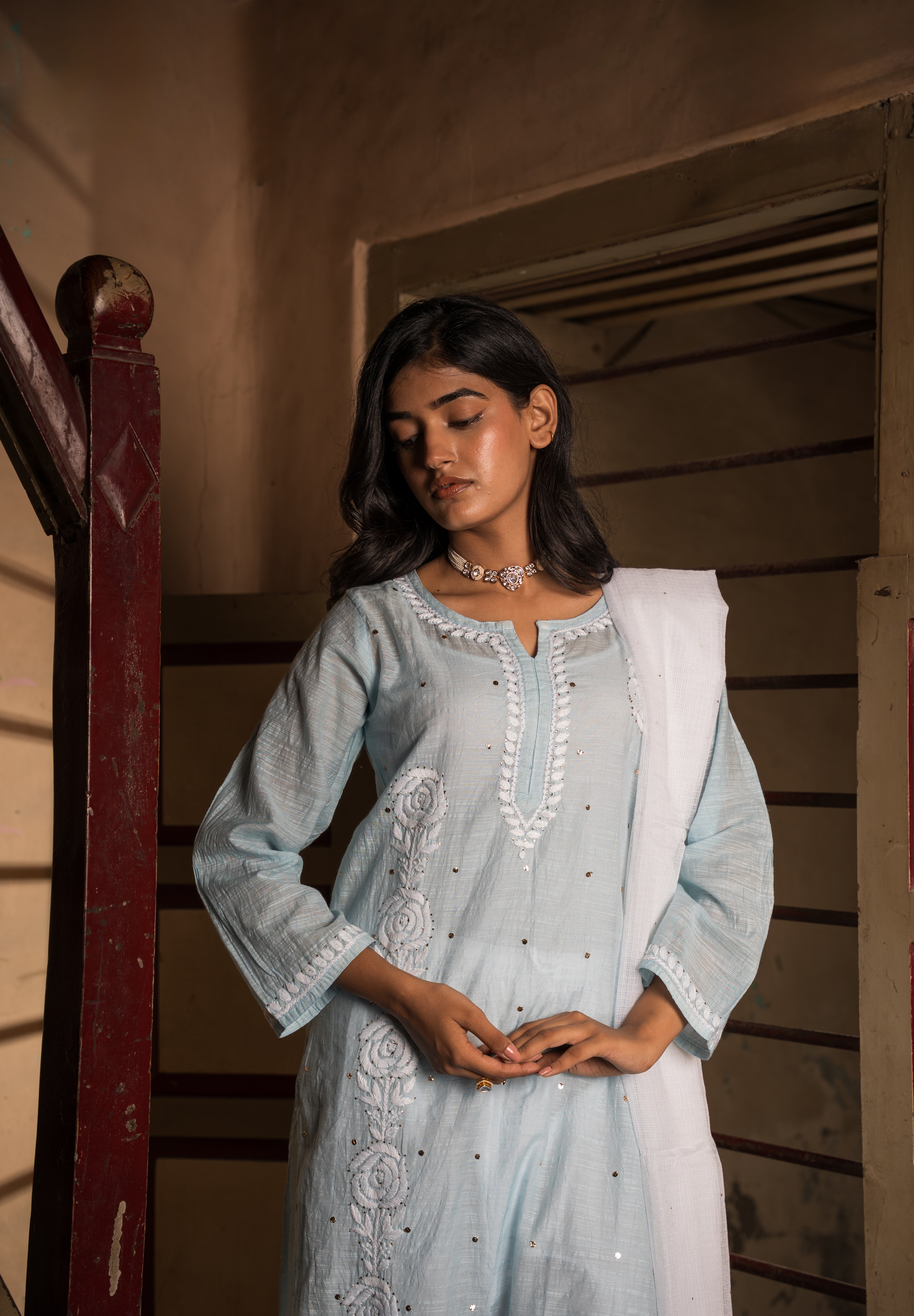 RIMJHIM KURTA IN AQUA BLUE