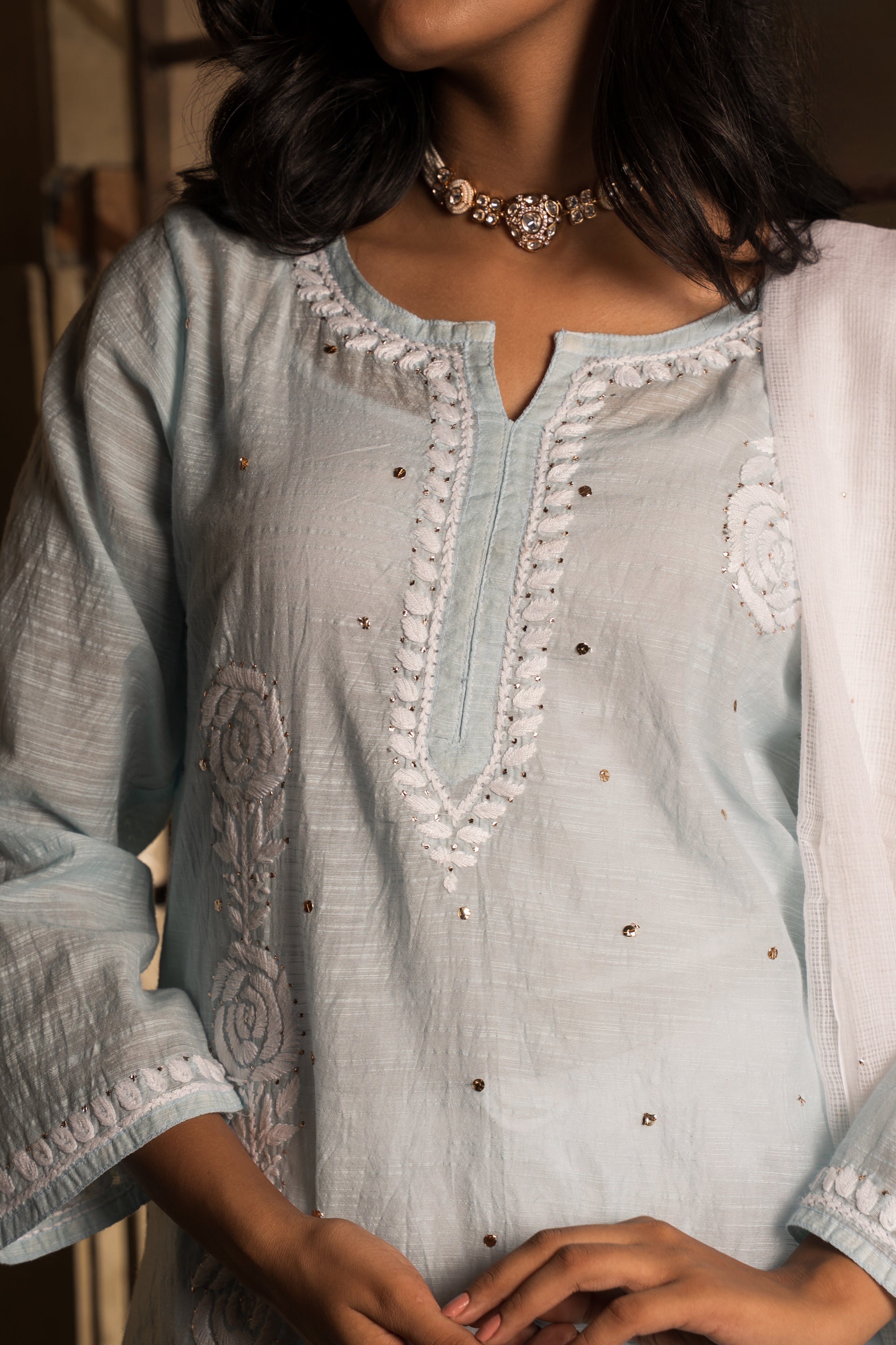 RIMJHIM - SET OF THREE IN AQUA BLUE