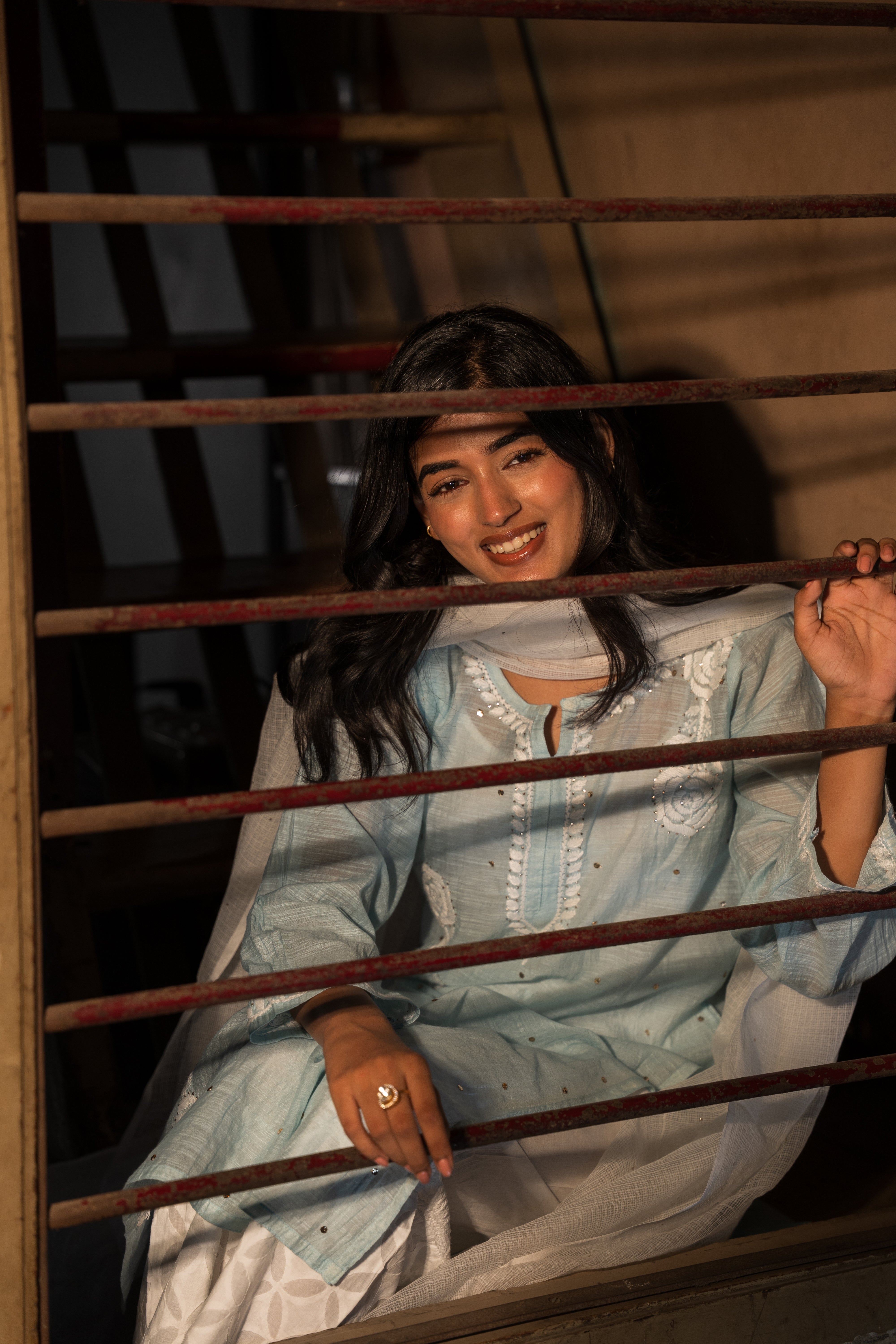 Rimjhim Chikankari Kurta in Aqua Blue
