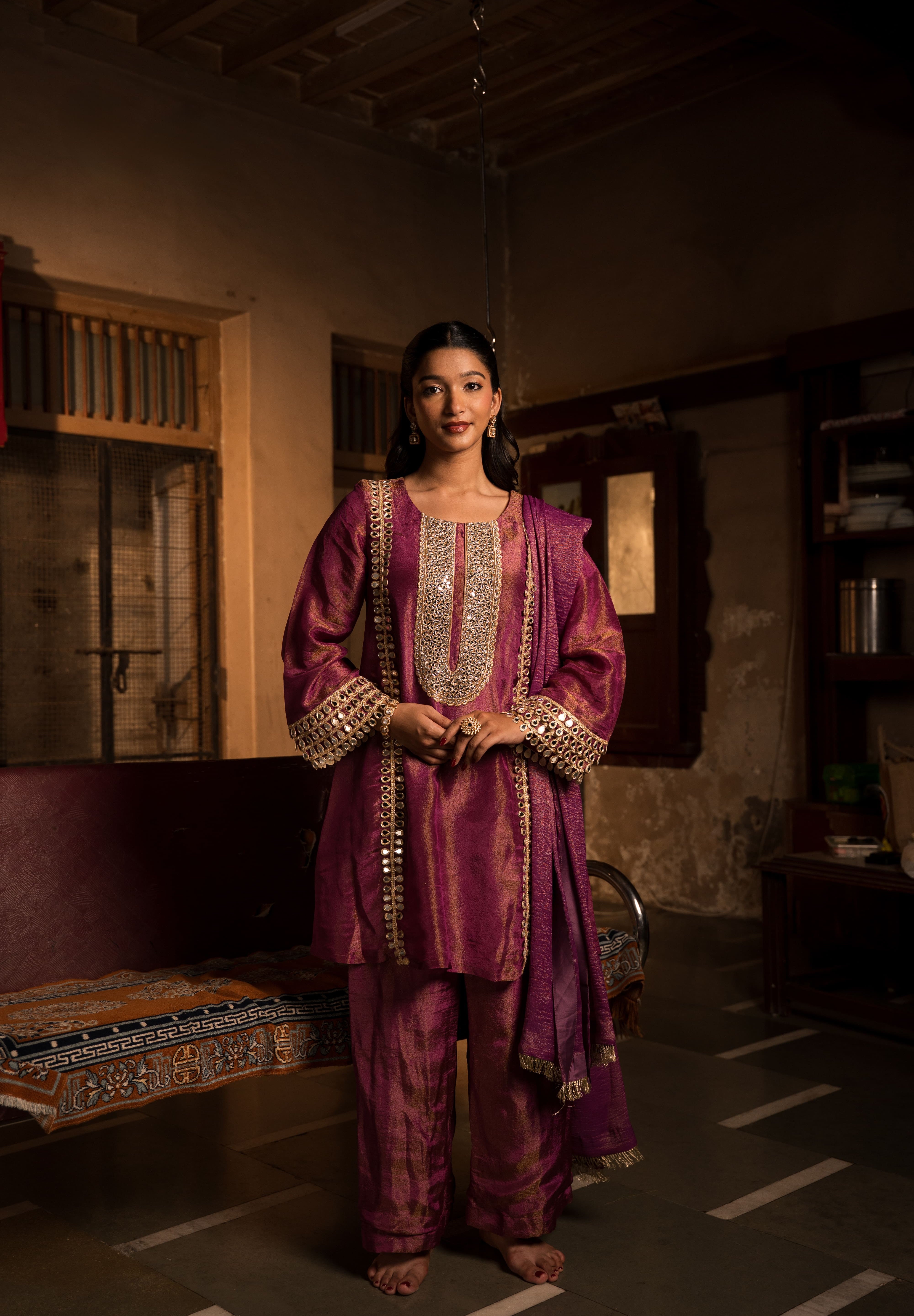 CHAMKEELI - SET OF THREE IN PURPLE