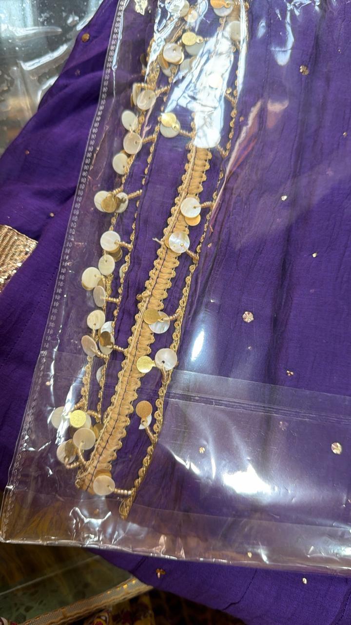 Riwaayat mukaish churidar Anarkali set in deep purple