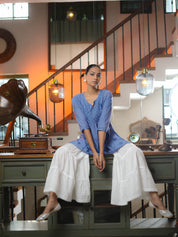 'ZAARA' KURTI IN ICE BLUE WITH CHIKANKARI