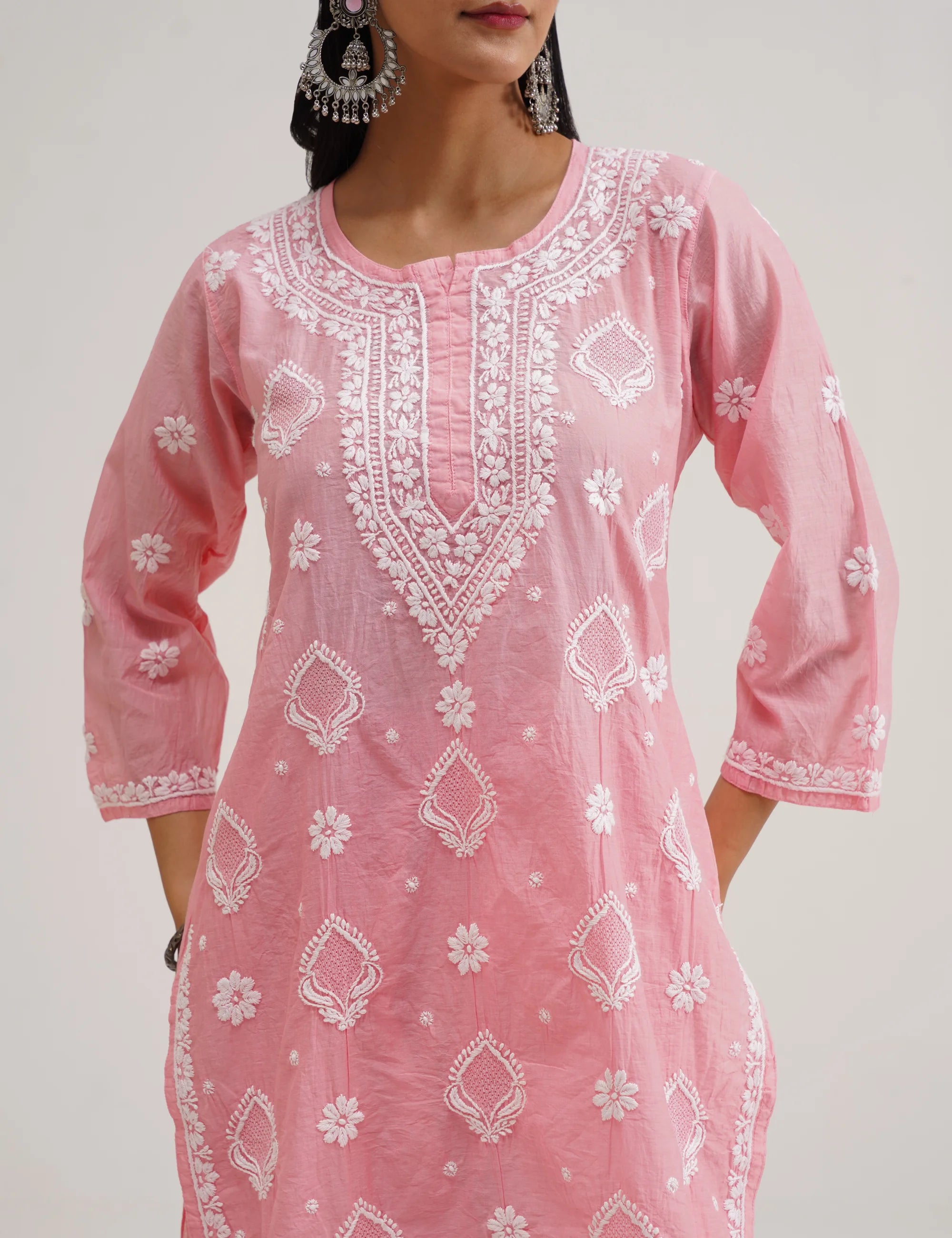 ZORA CHIKANKARI KURTA SET OF THREE
