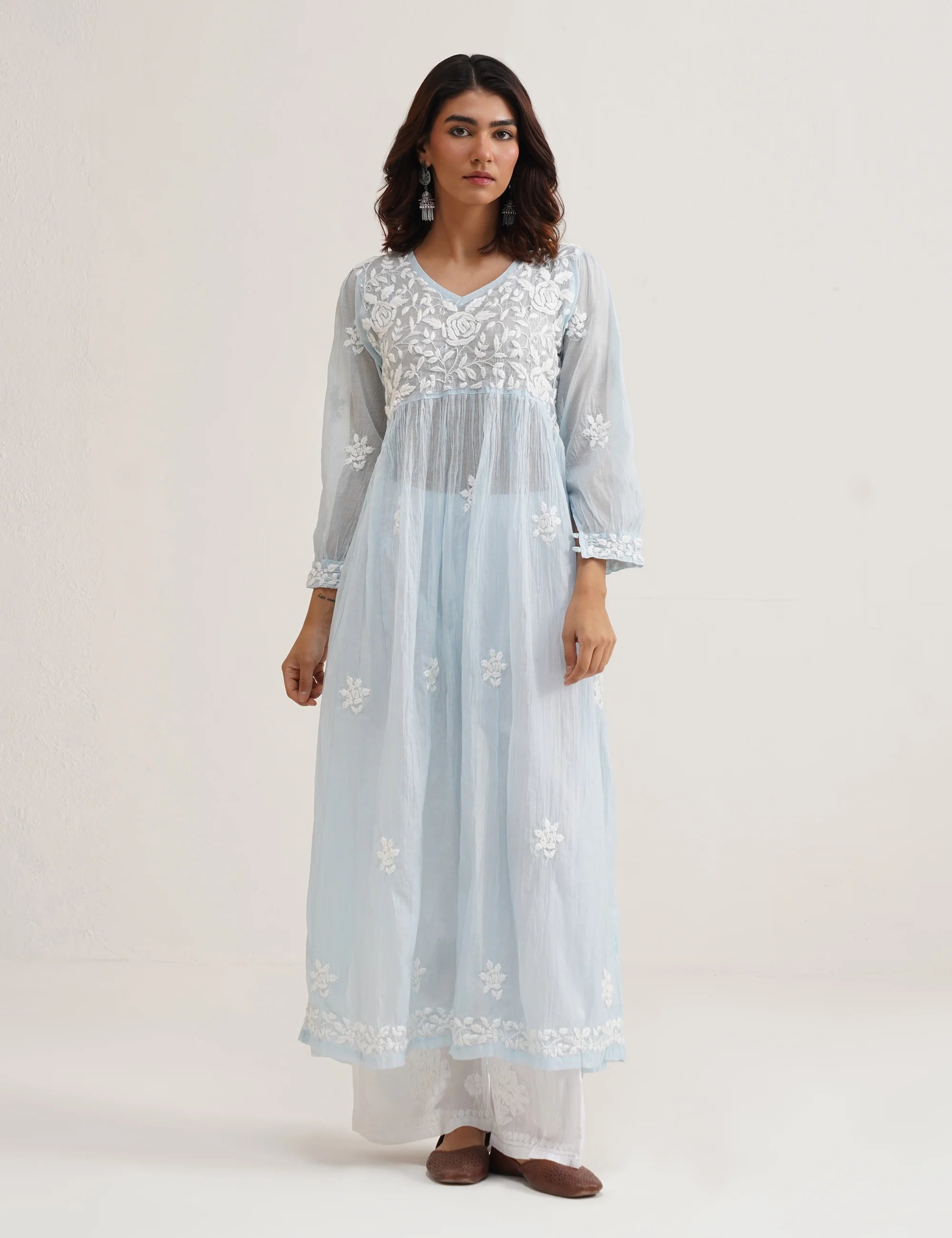 SEHER CHIKANKARI GOWN SET OF THREE