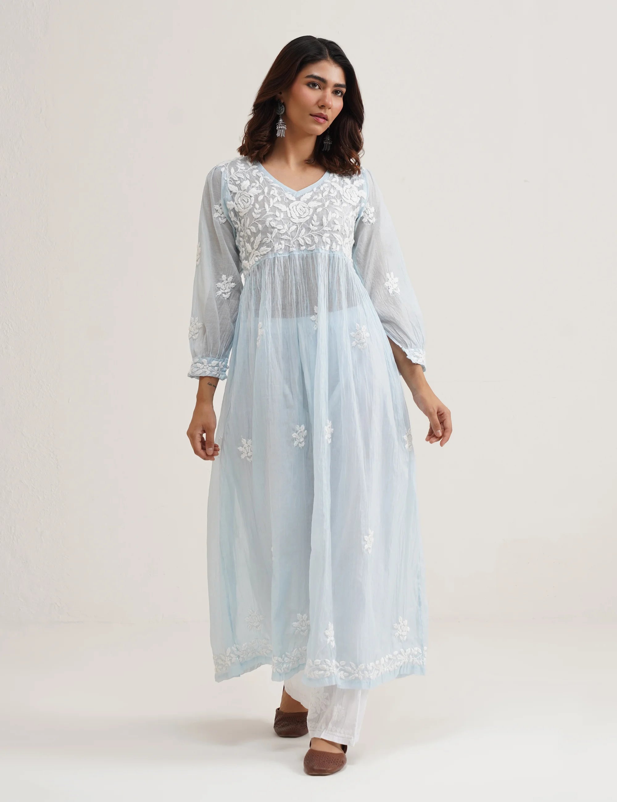 SEHER CHIKANKARI GOWN SET OF THREE