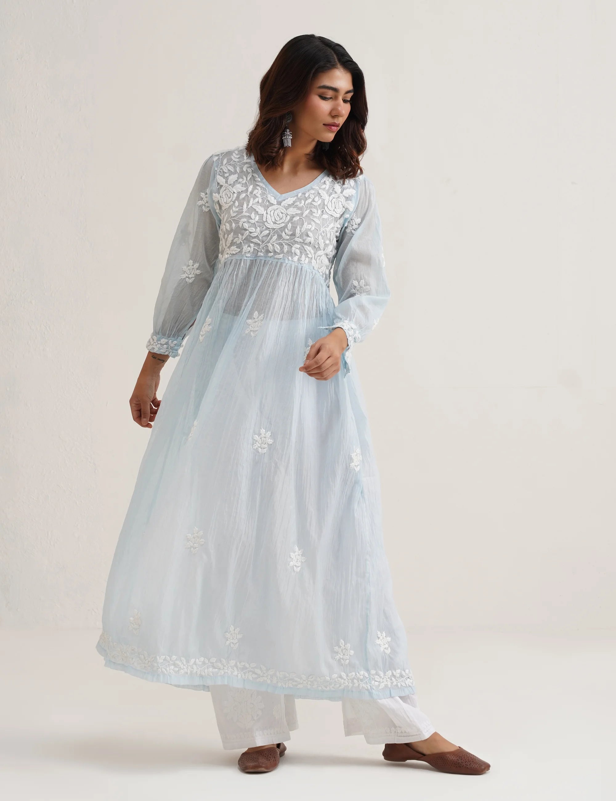 SEHER CHIKANKARI GOWN SET OF THREE