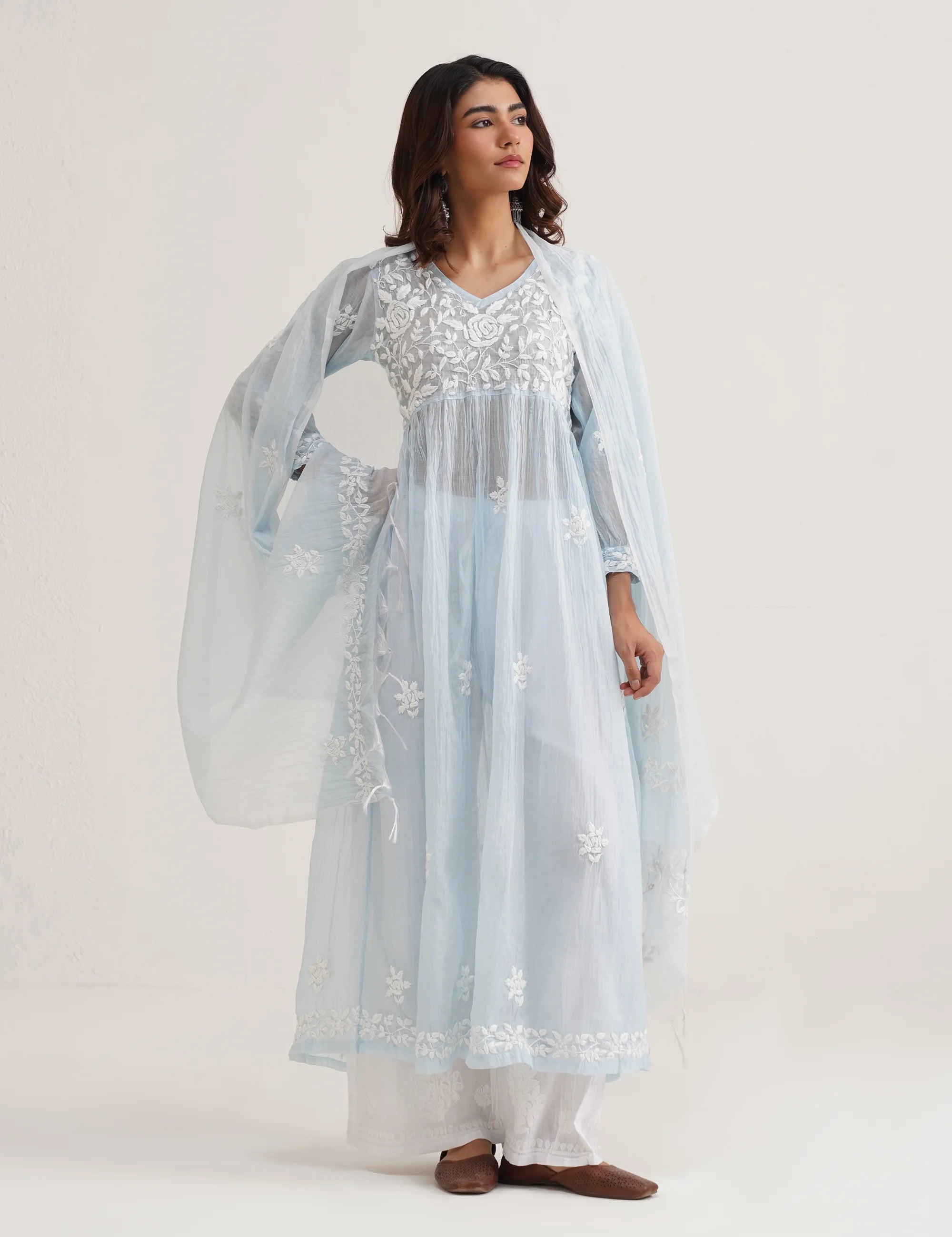 SEHER CHIKANKARI GOWN SET OF THREE